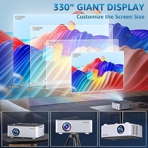 Miniatura 5 de Proyector Bluetooth 5G WIFI con pantalla de 100 pulgadas, proyector de 15000L nativo 1080P para exteriores, proyector de cine en casa pericat de