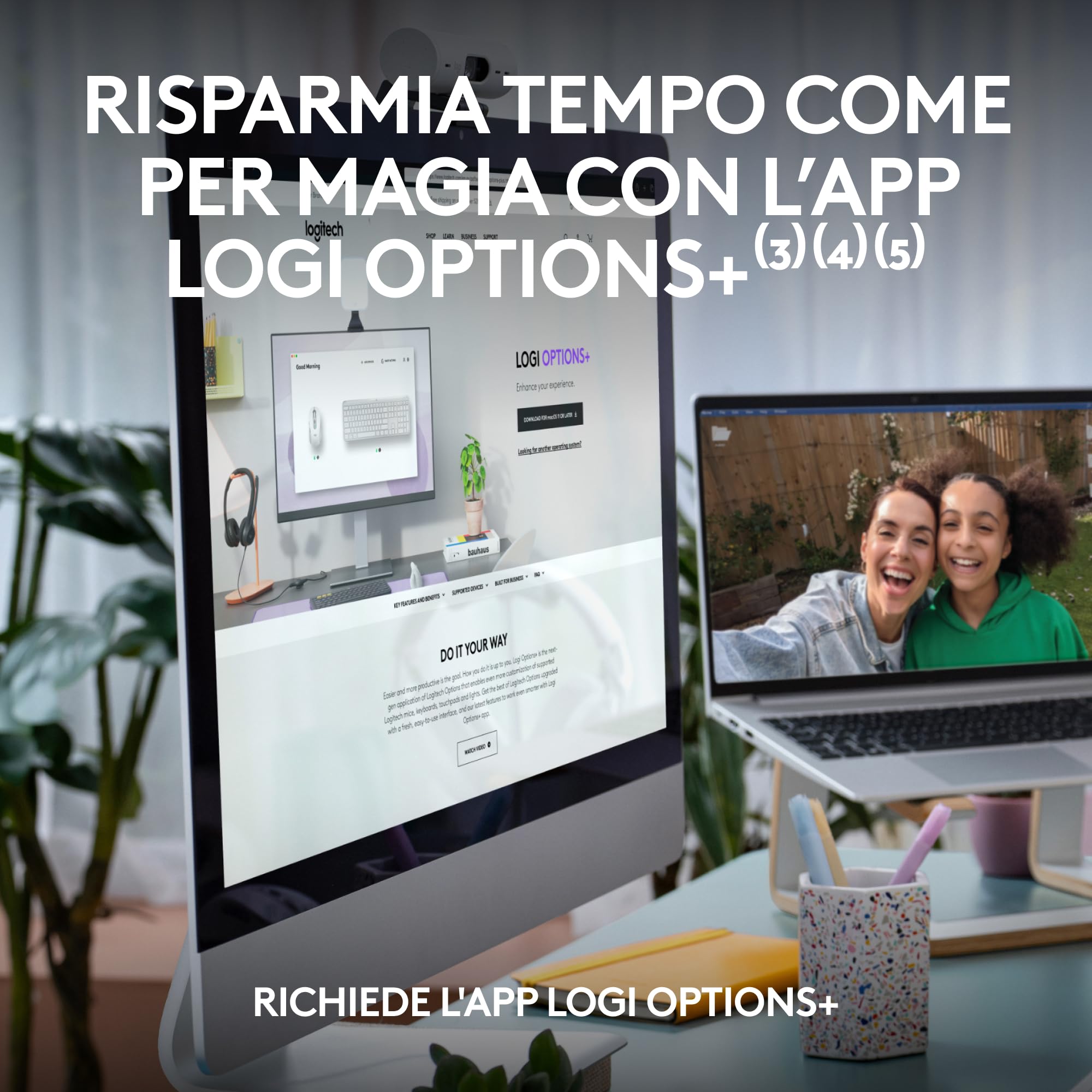 Logitech MK950 Signature Slim wireless tastiera e mouse Kit con di digitazione silenziosi, switch tra tre dispositivi, Bluetooth, più sistemi operativi, Windows, Mac, Layout Italiano QWERTY, Bianco