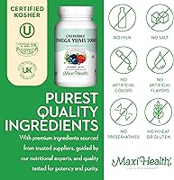 Vista 4 de Maxi Health Omega Yums 1000 - Apto para niños, sabor afrutado, 110 cápsulas de cápsula blanda, Kosher