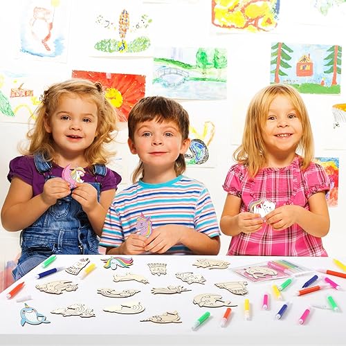 Miniatura 7 de ojustbeok Paquete de 24 tarjetas de San Valentín para niños, juego de manualidades de pintura de madera de monstruo de San Valentín, recuerdos de