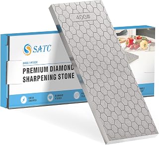 SSATC Diamond Sharpening Stone 400/1000 Grit 8-Inch Double-Sided Plate - Durable Hone Sharpener for Knives, Chisels & Tools