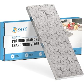 S SATC Diamond Sharpening Stone 2 Sided Grit 400/1000 Diamond Plate Whetstone 8 White
