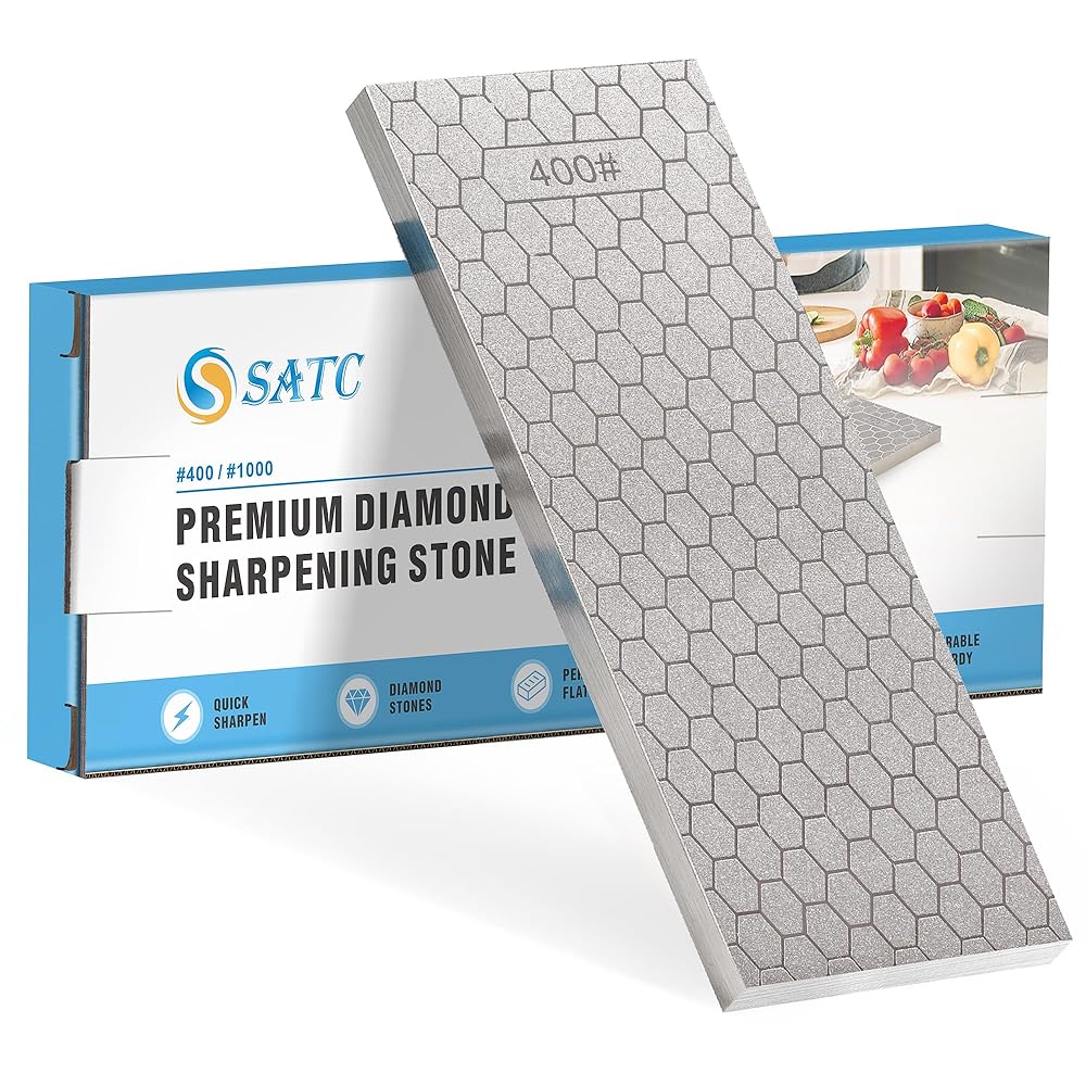 S SATC Diamond Sharpening Stone 2 Side Grit 400/1000 Diamond Plate
