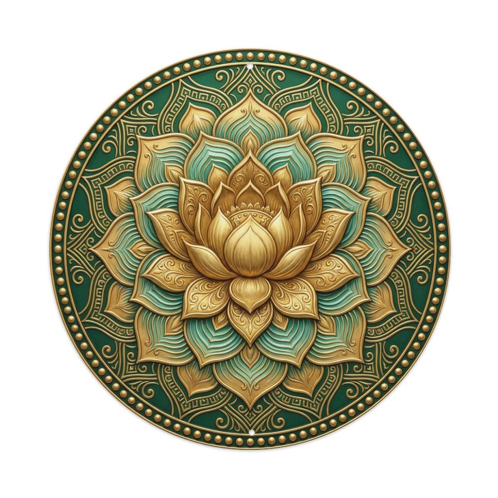 Metal Tin Sign Vintage Namaste Blooming Sacred Flower Zen Yoga