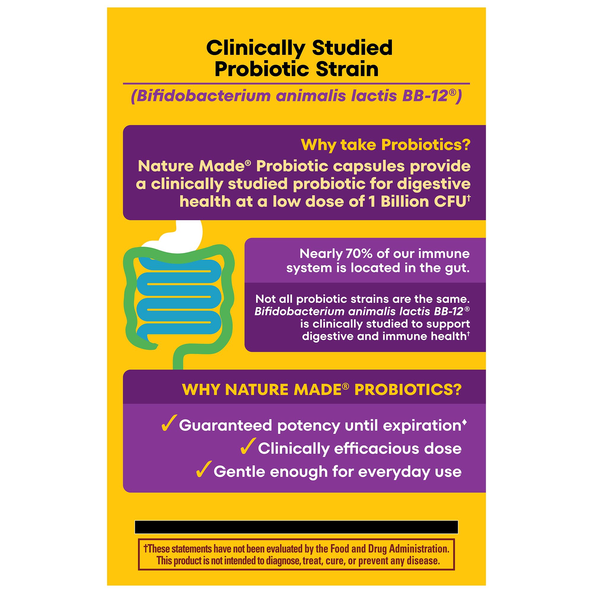 Nature Made Probiotic Capsules 1 Billion CFU from Live Cultures, Probiotics for Women and Men for Immune & Digestive Support, 30 Capsules, 30 Day Supply