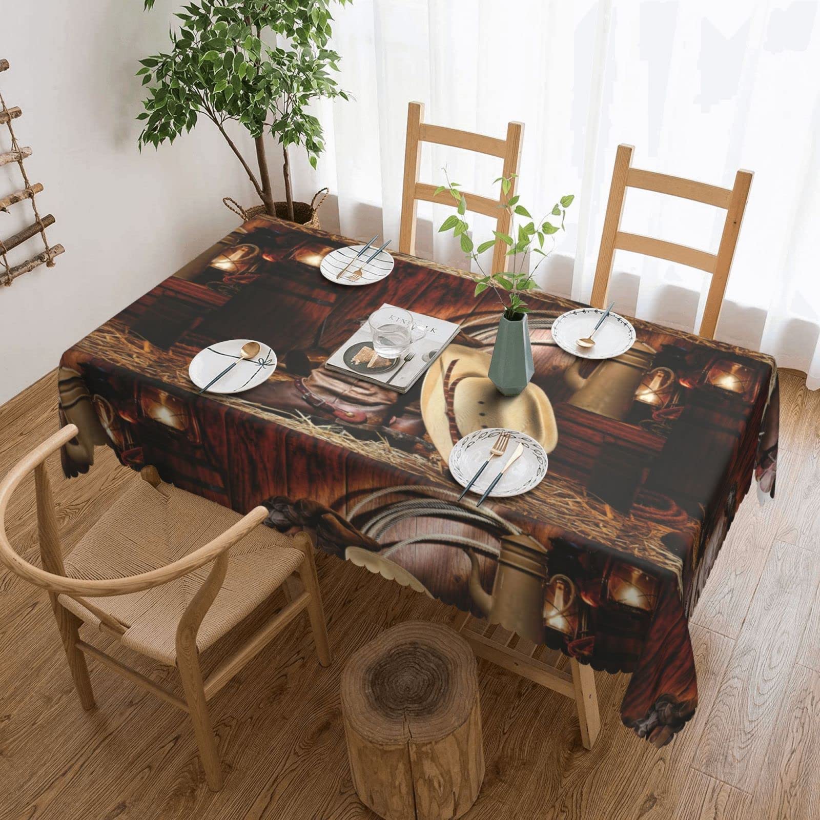 Nappe rectangulaire noire anti-plis pour table mariage cowboy