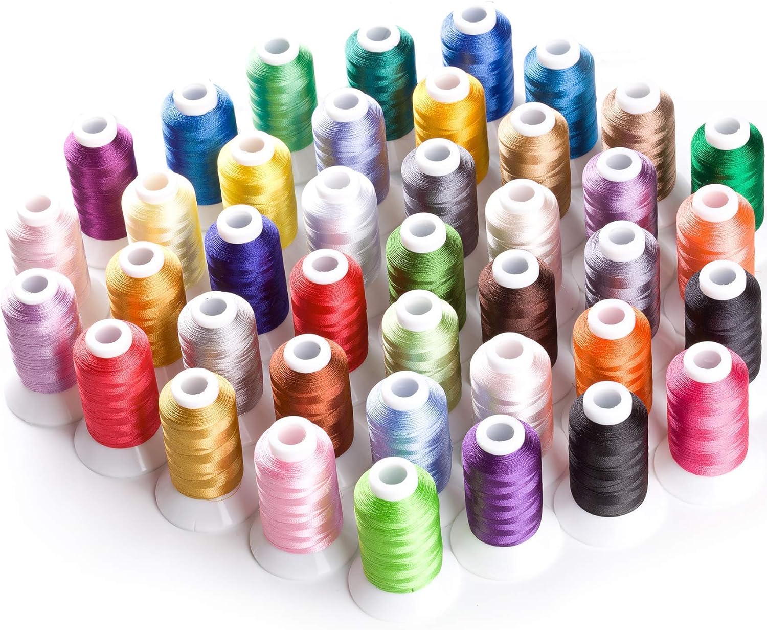 Simthread Embroidery Thread Essential Pack Bundle | Brother 40 Colors Kit & White+Black Prewound Bobbins