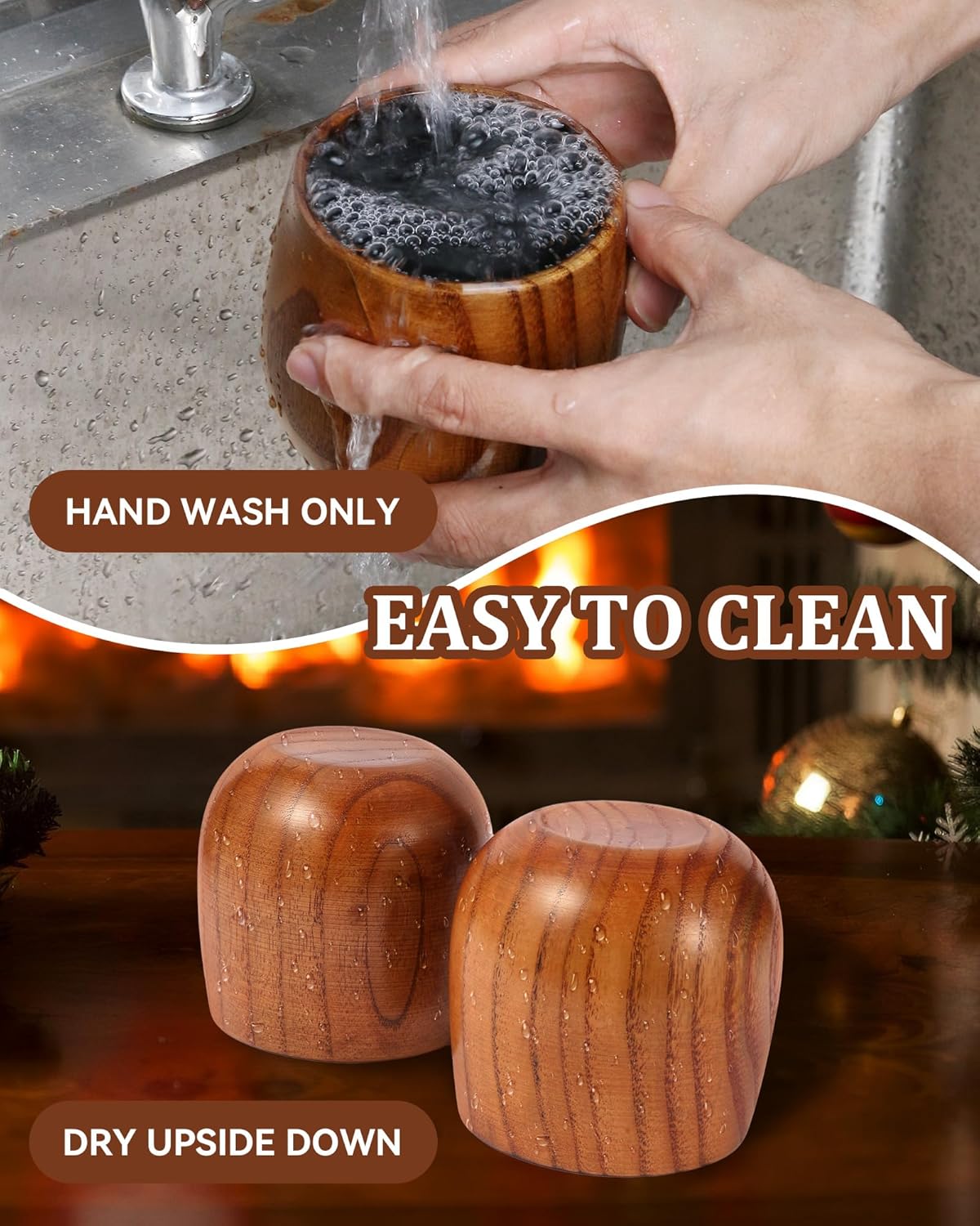 Charred Wooden Bourbon Glass | Artisan Whiskey Grail Cup | Handcrafted Oak Tumbler for Bourbon & Whiskey | Charred Oak Whiskey Drinking Glasses（2 pack） - Image 7