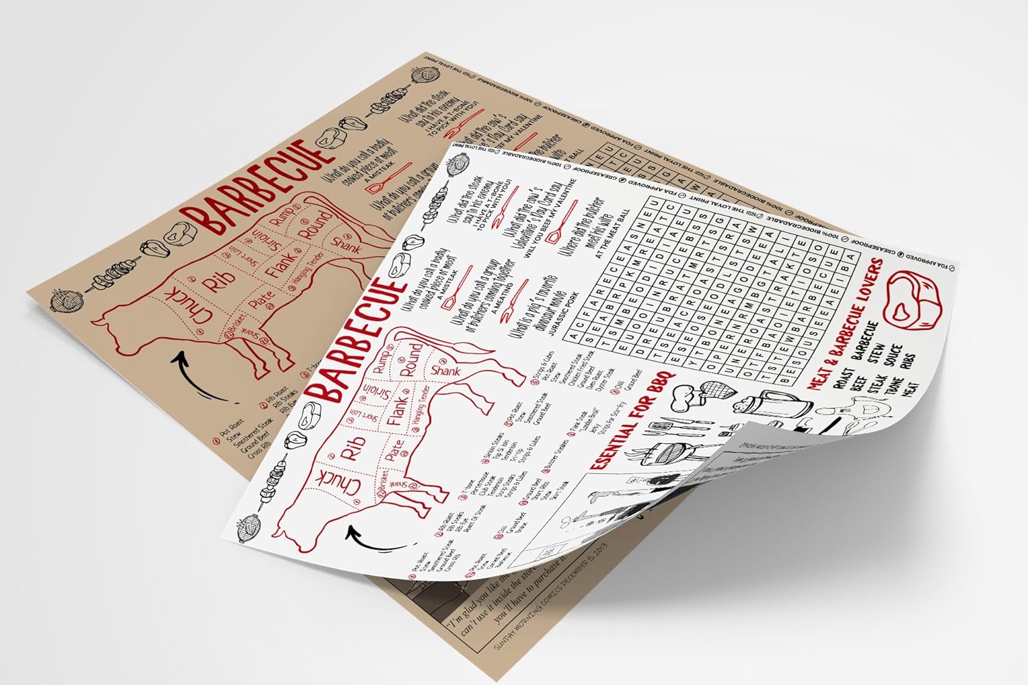 Technopaper Premium Deli Paper 12"x12" - 500 Count Food-Grade Tray Liner Grease-Resistant - 100% recyclable and no Wax Coating (White BBQ)