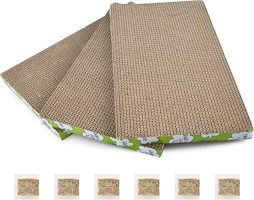 Xueyaohua Rascador para gatos, rascador de cartón corrugado XL ancho, 3 piezas, rascador reversible de cartón grande y ancho corrugado moderno sofá