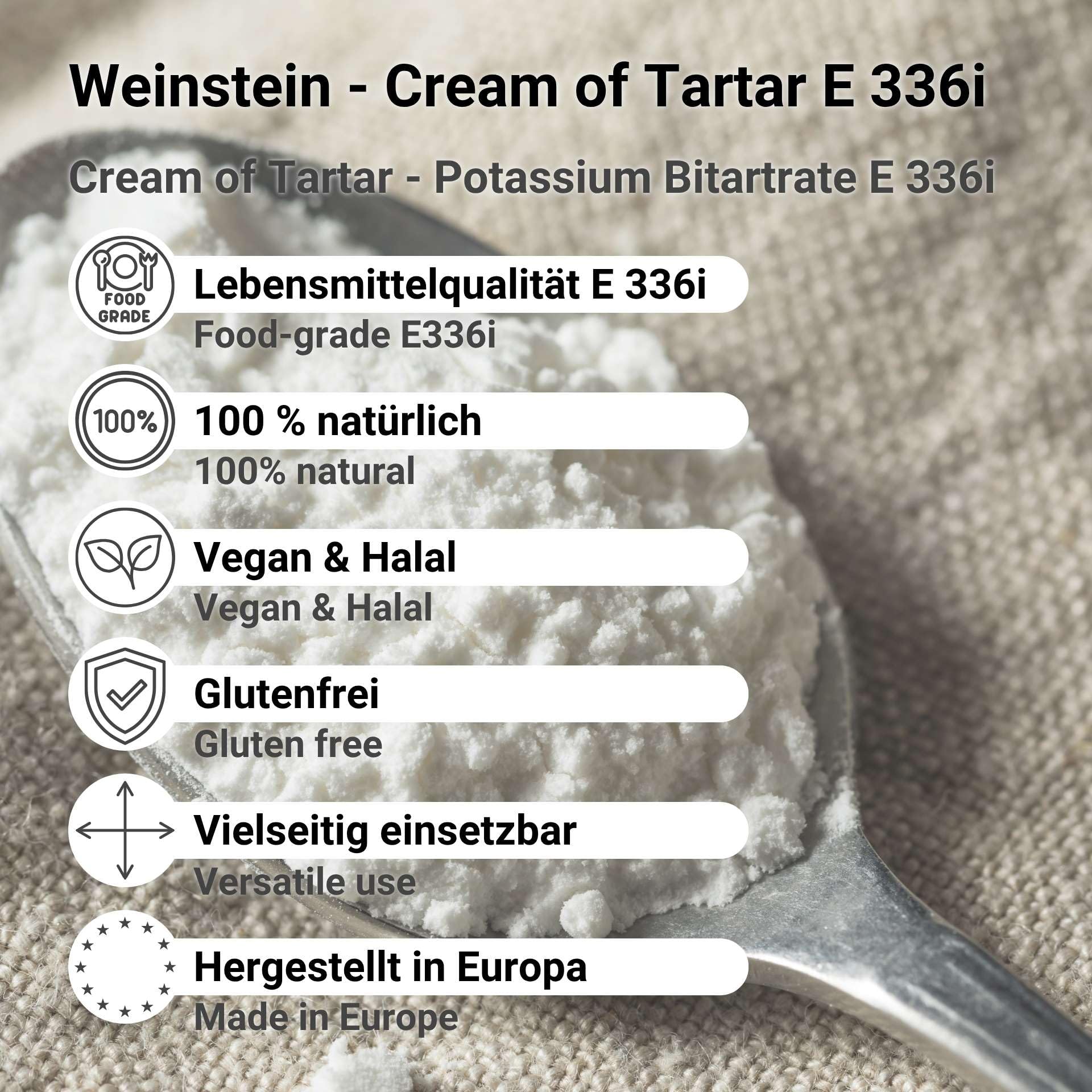 Weinstein 25kg Cream of Tartar Baiser Kaliumtartrat