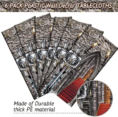 Miniatura 3 de Tiamon Telón de fondo medieval de plástico 3D para fiesta de caballero medieval, telón de fondo 3D para Halloween, caballero, castillo, entrada,