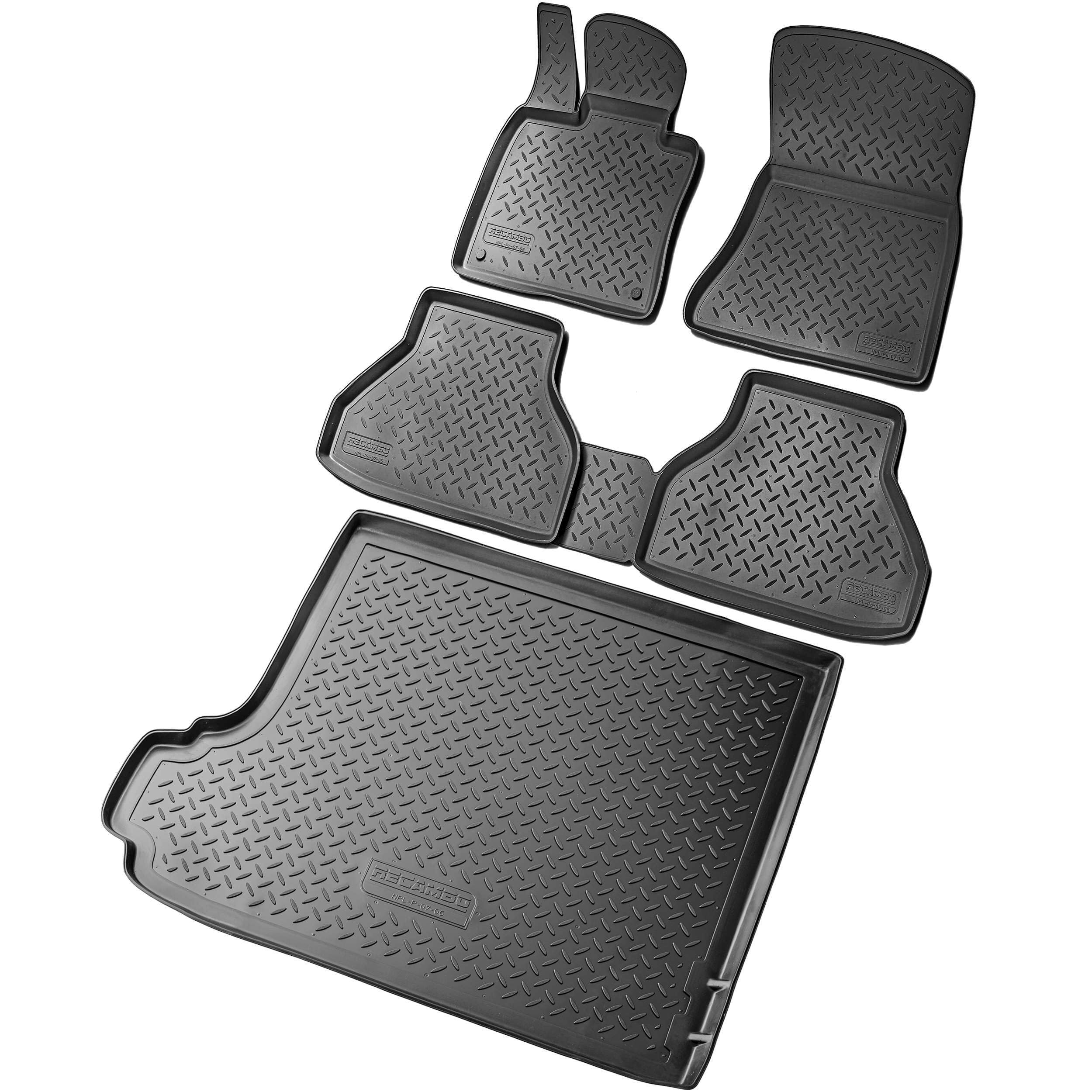 RECAMBO Gummimatten & Kofferraumwanne Set passend für BMW X3 | Typ E83 | BJ 2003-2010 - 100% passgenaue Auto Fußmatten und Kofferraummatte aus hochwertigen rutschfesten TPE - Schwarz