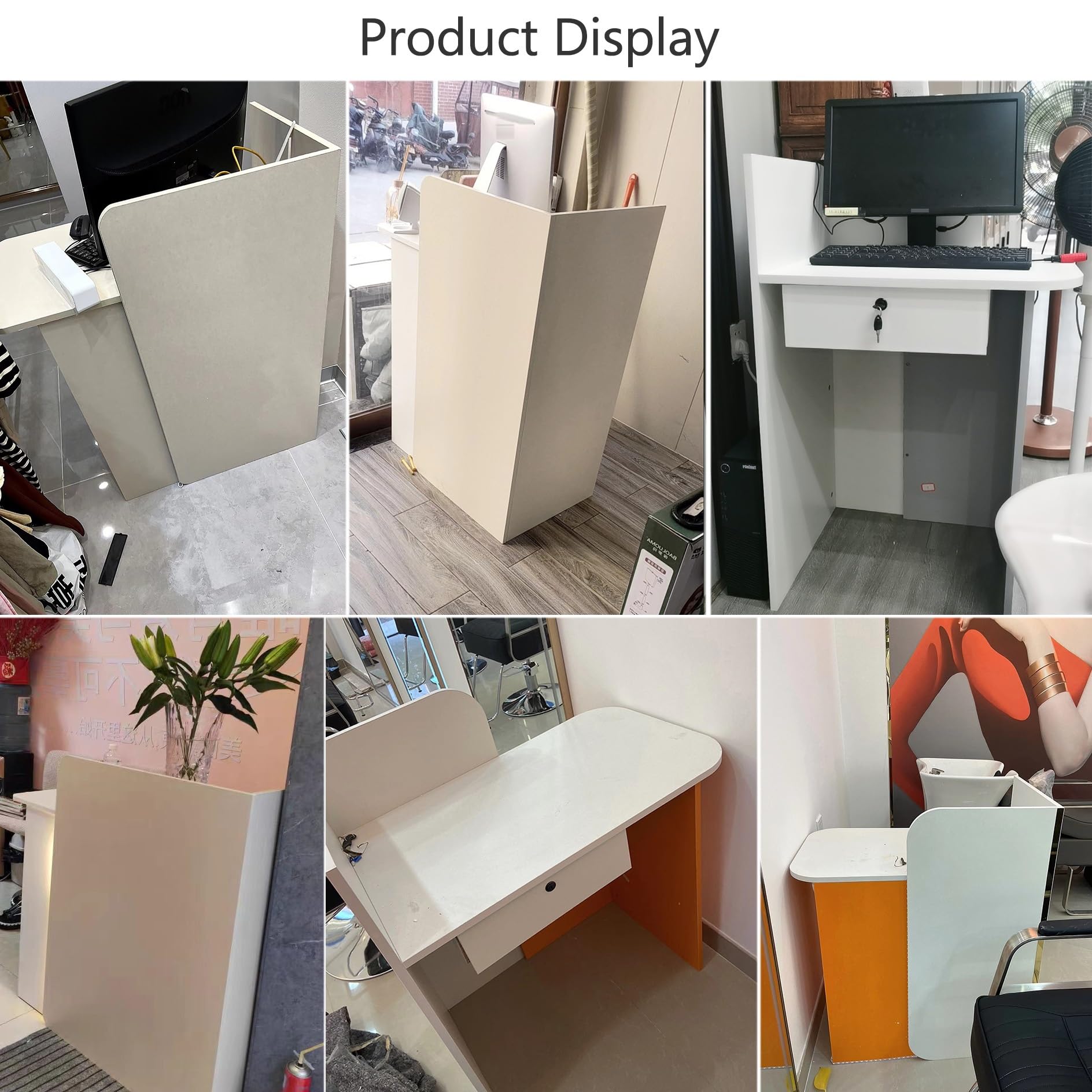 Bancone Estetica, Ufficio, Hotel, Negozi di abbigliamento, Reception Tavolo Bar MDF per Sale aziendali, Pasticcerie, Frutterie, Bancone Casse con Cassetto
