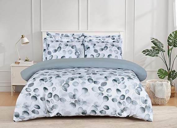 Majestic Giftware Madison Linen 8 Pcs Full Size Duvet Bedding Set (BL507-F) | Easy Care - Mirage 300 TC 100% Cotton Sateen | 2 Fitted Sheets, 2 Duvets, 4 Pillowcases - Ritz Collection
