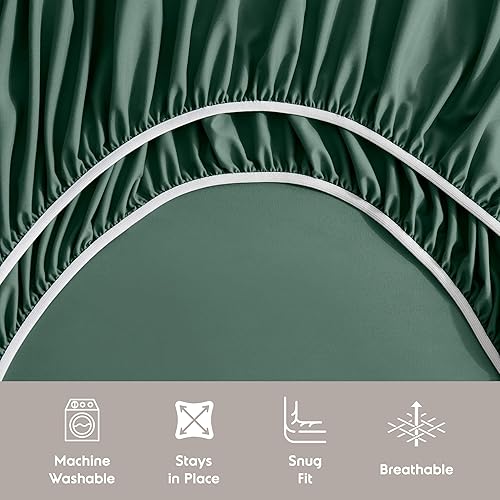 Miniatura 6 de Nestl Juego de sábanas extra profundas tamaño individual, sábanas transpirables y refrescantes de 4 piezas, juego de ropa de cama de lujo para hotel