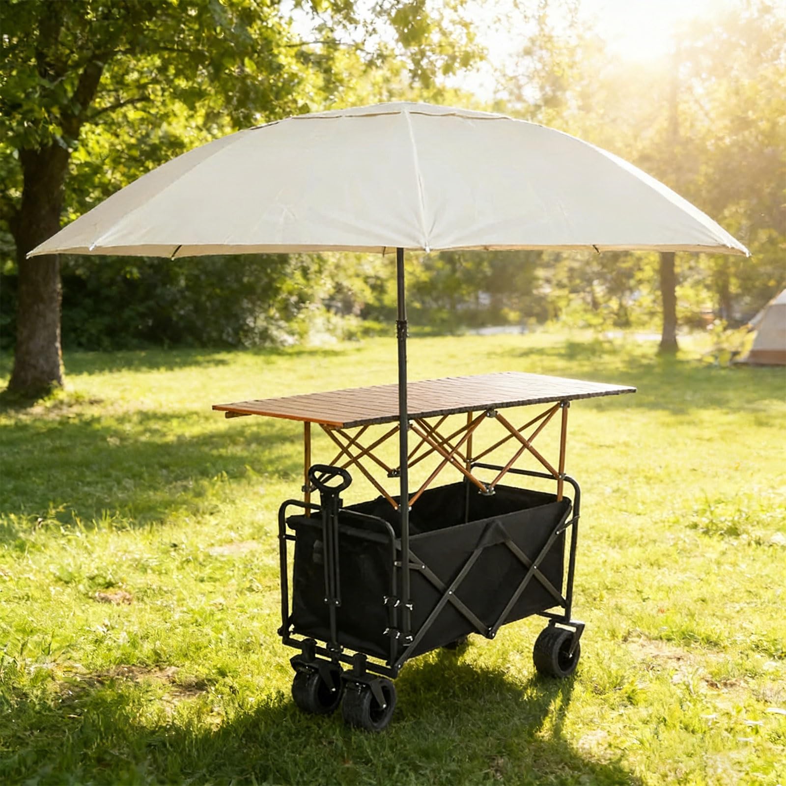 Carrello Venditore Bancarella Pieghevole, Espositore Mobile Per Cibo Con Ruote, Per Street Food Con Ruote E Ombrellone, Per Venditori Ambulanti