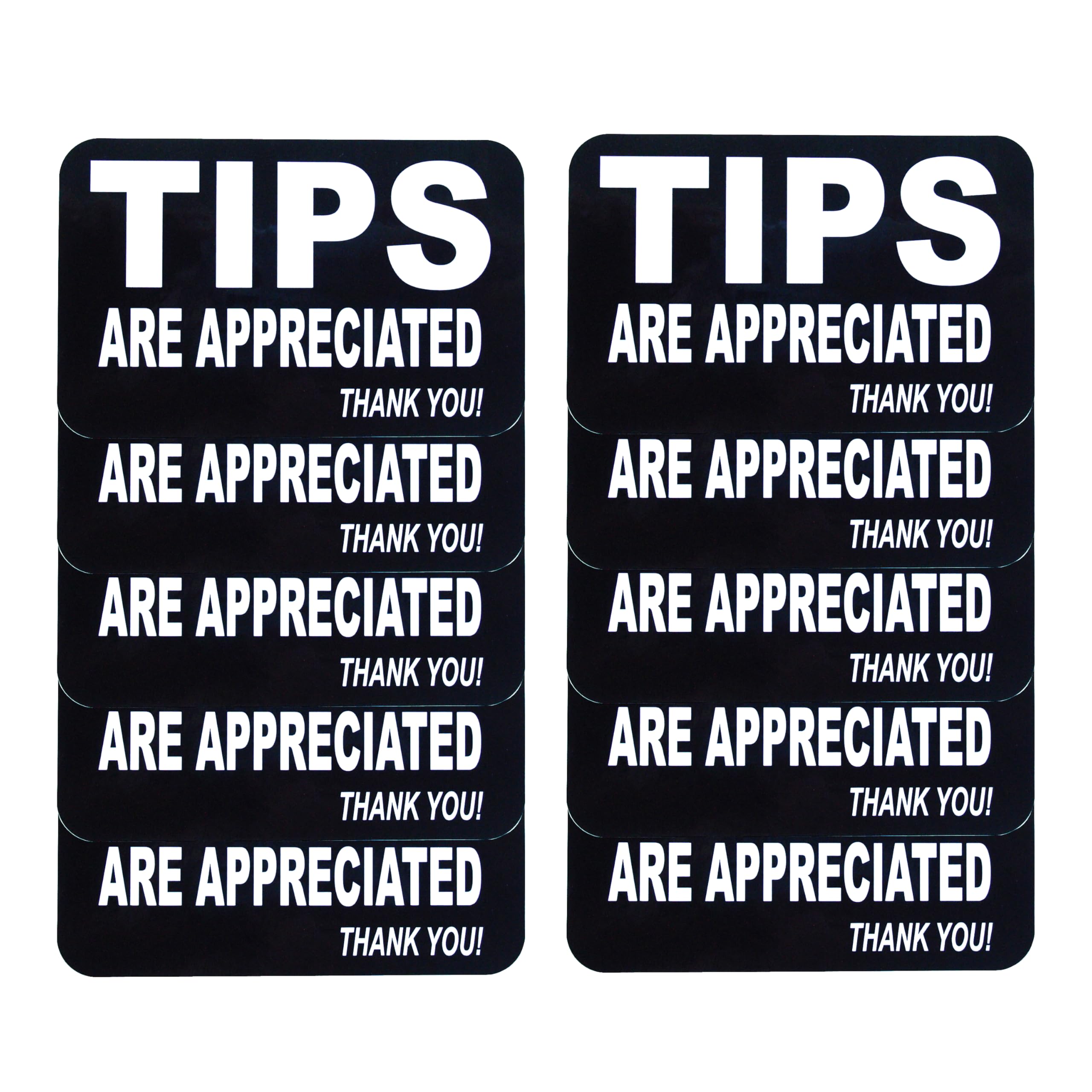 SICODA 10 Pieces Tips are Appreciated Vinyl Stickers,UV Waterproof Scratch Resistant Film Labels,2.5 inches by 4 inches Self Adhesive Stickers