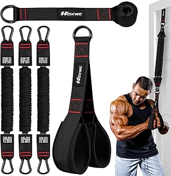 HOXWC Resistance Bands with Handles, Exercise Bands with Door Anchor for Working Out, Home Gym Workout Equipment for Push Downs, Tricep, Biceps, Arms, Back, Chest, Abs, Shoulder Training
