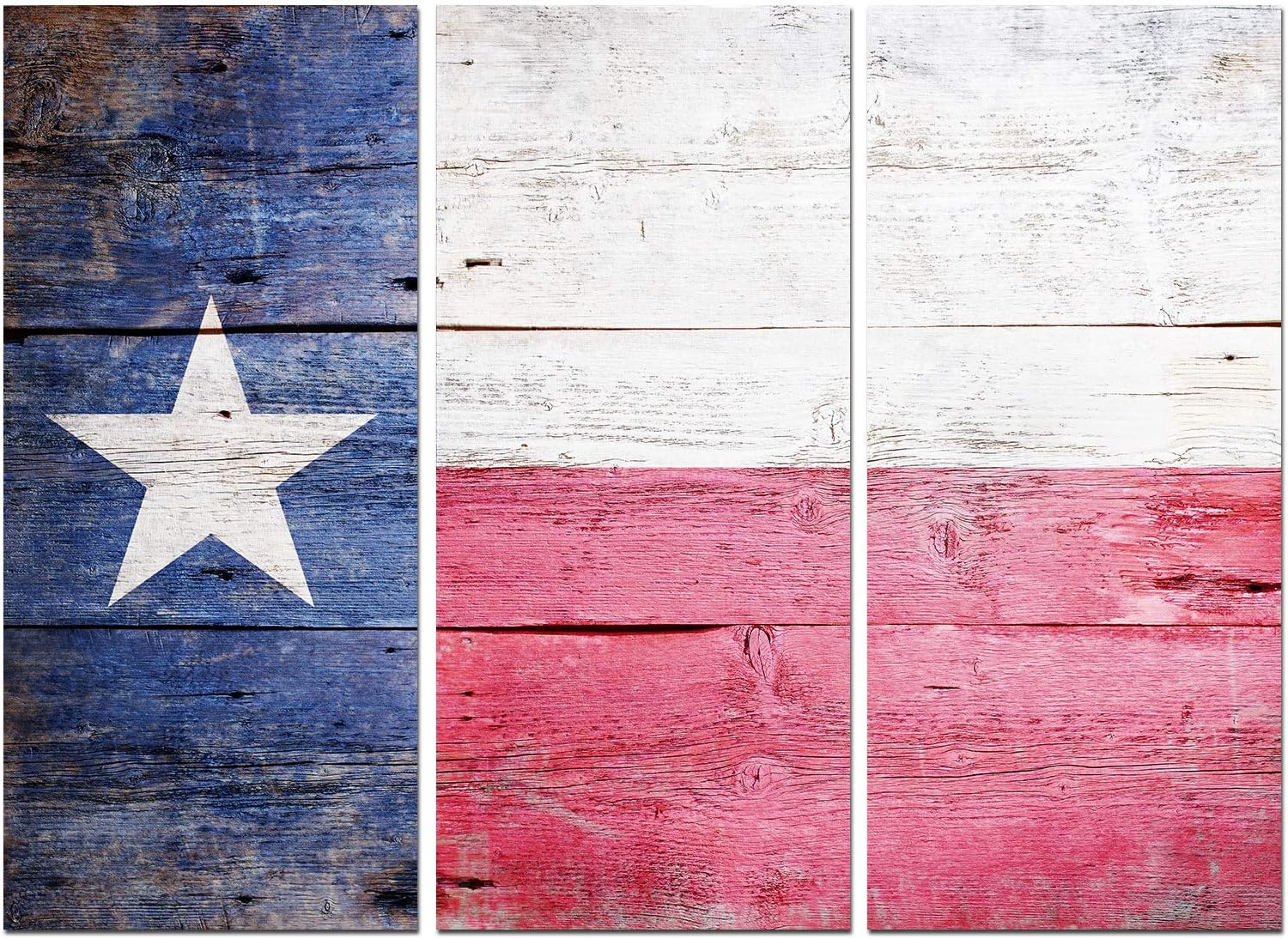 Texas Wall Art - Large Flag Canvas Decor 48x36 inch - Rustic Wooden Themed Texas Star Artwork for Living Room, Bedroom, Office, Home Decor & Gift