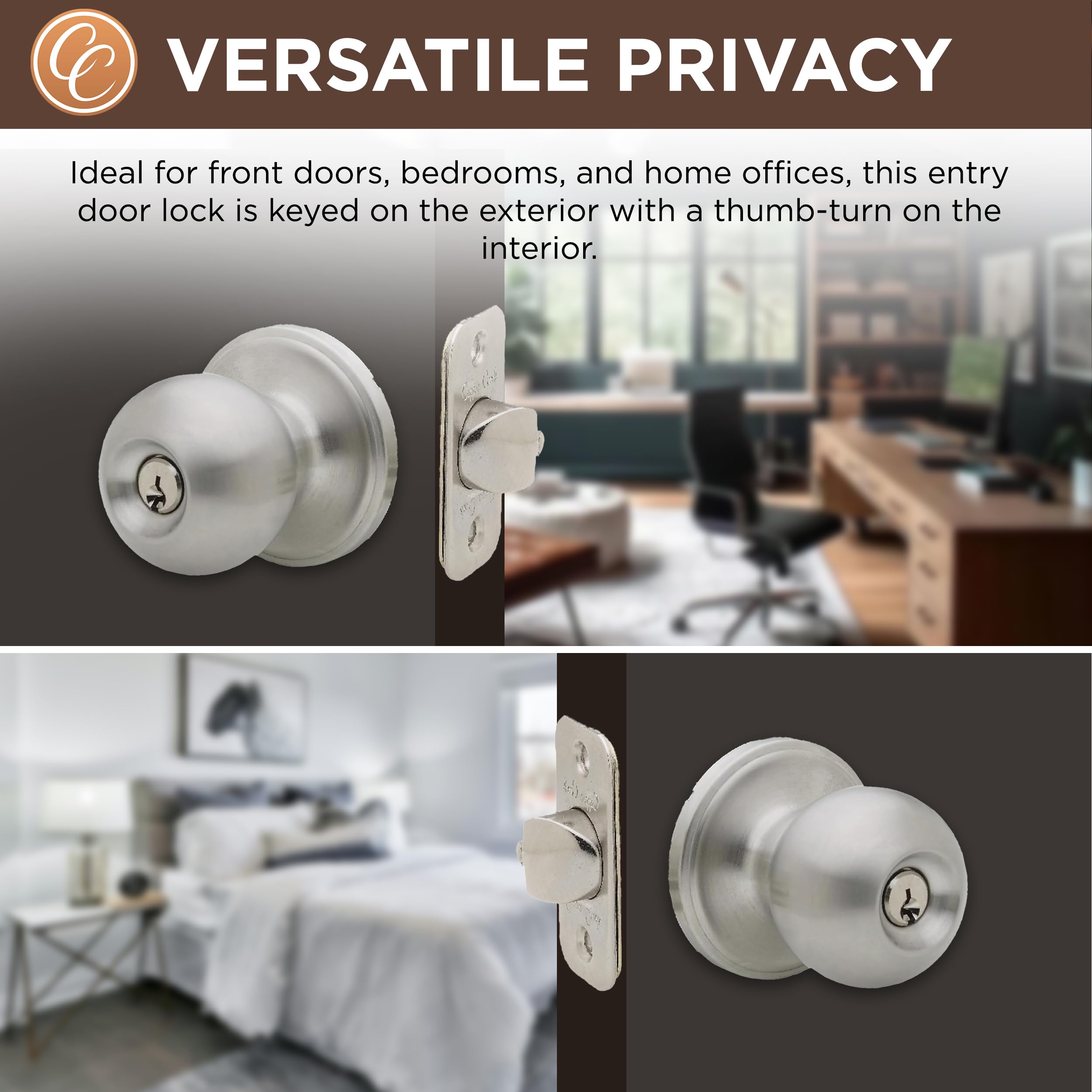 Newlaking Crystal Glass Door Knob With Single Cylinder Deadbolt Lock Set - Brushed Nickel Finish For Interior & Exterior Doors, Secure & Durable Door Handle 1 Pack