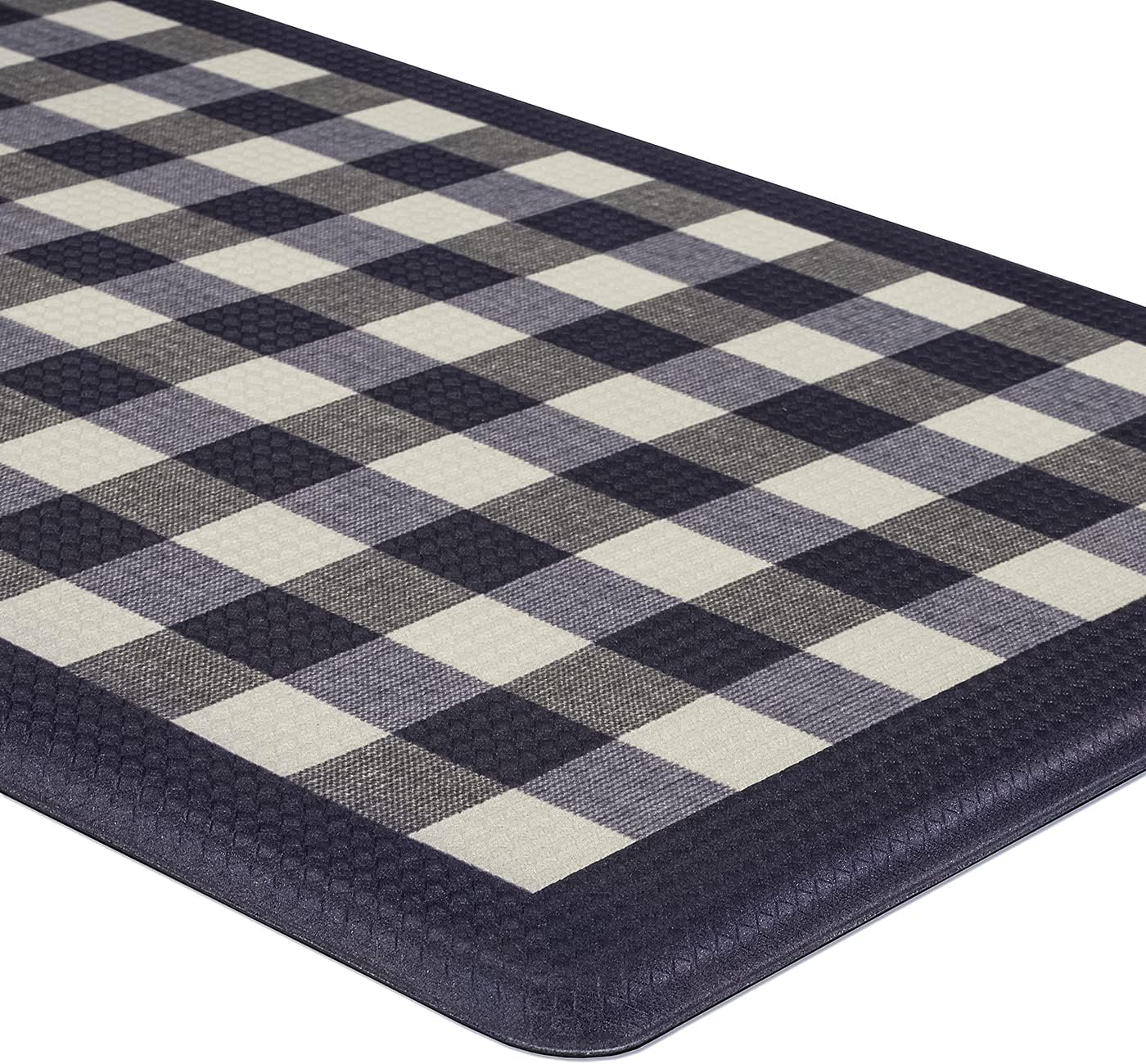 ACHIM Anti-Fatigue Floor Comfort Mat - 18 x 30 Inch (Buffalo Check Navy) - Waterproof Non-Slip Rug - Easy to Clean Cushioned Mat for Kitchen, Bathroom, Standing Desk & Office Home Decor