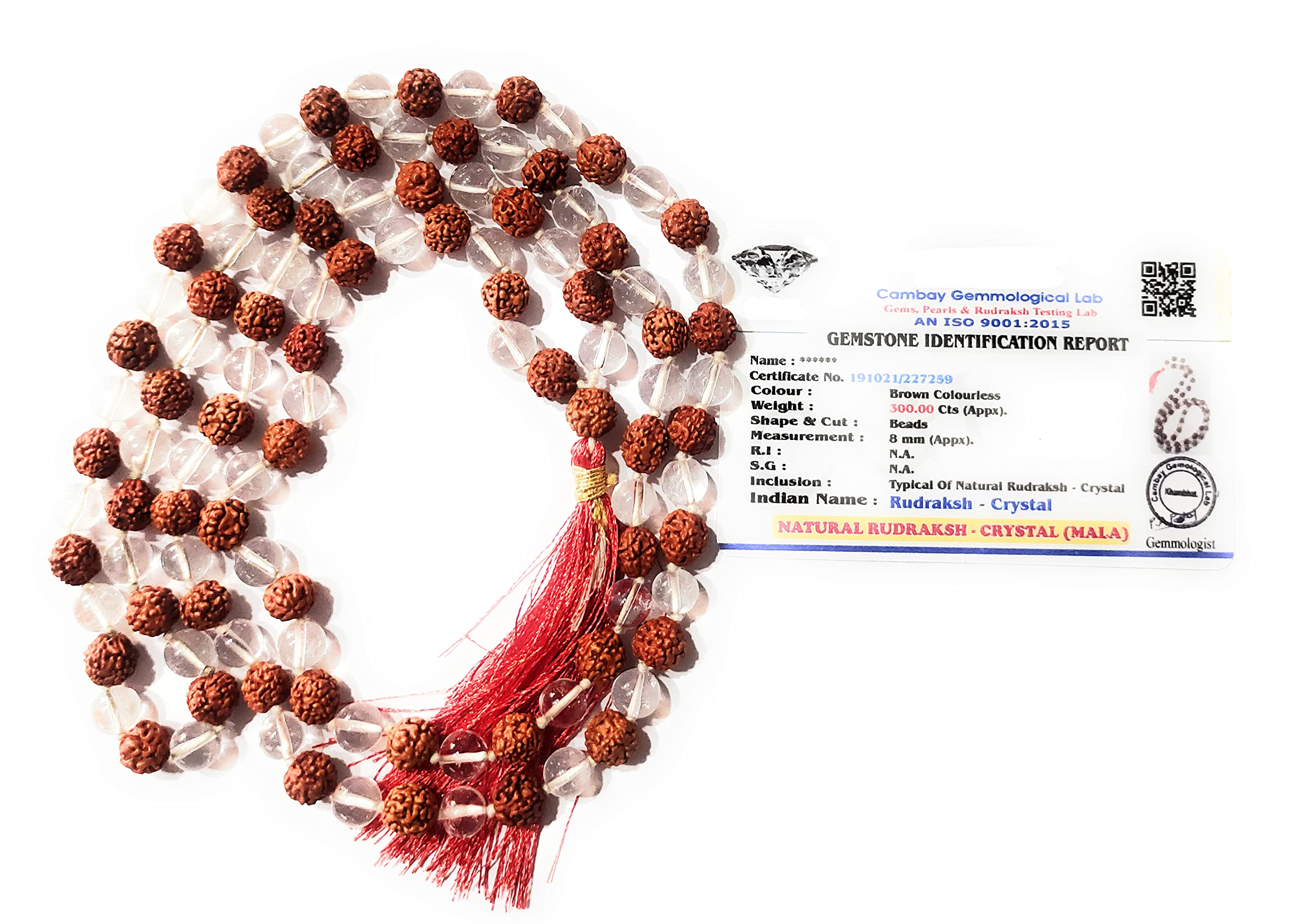 rocksmins Natural Original 5 Panch Mukhi Rudraksha Sphatik Jaap Mala Original with Certificate (108) 8 mm Beads Pooja Astrology Wearing in Neck/Holding for Men Women Boys Girls Meditation Protection (B09RWWSHT6) Amazon Price History, Amazon Price Tracker