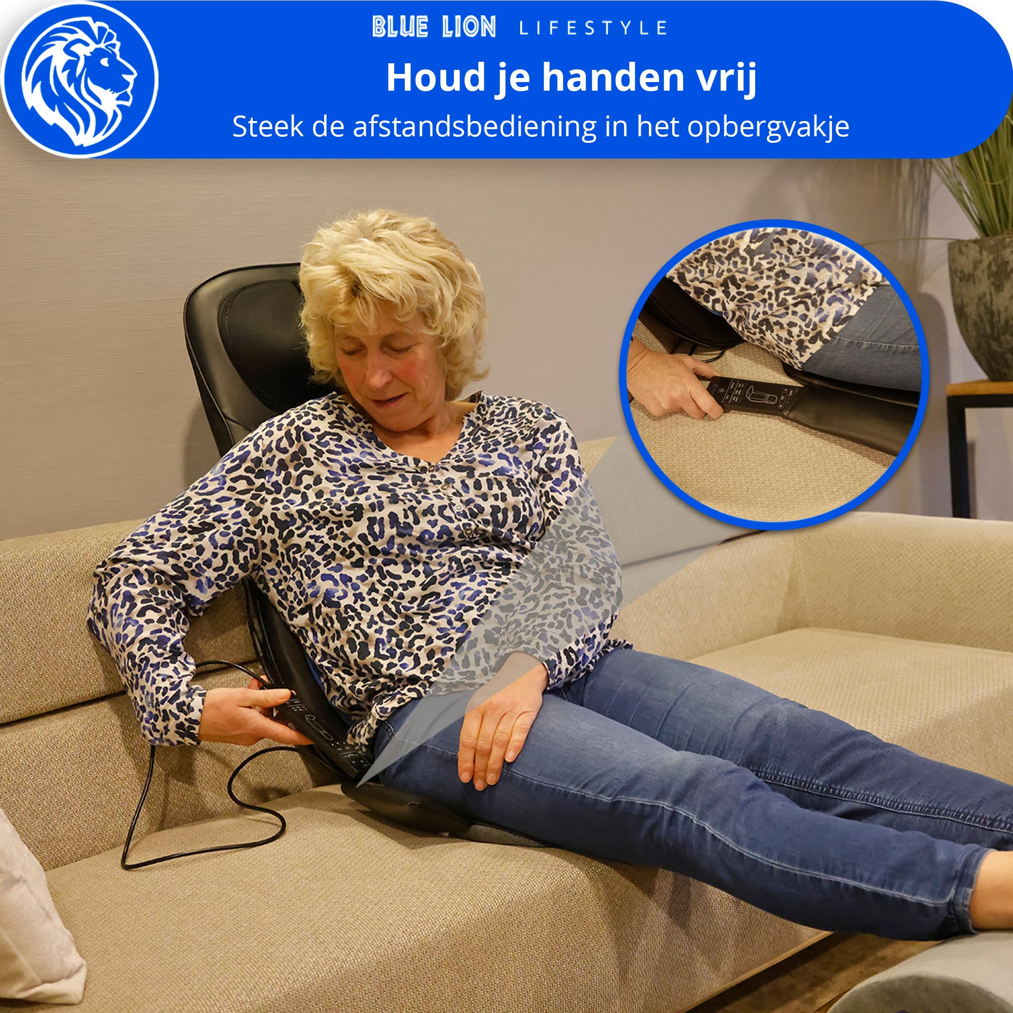 Blue Lion Lifestyle Cuscino massaggiante per schiena e collo - Marula - Shiatsu - Massaggio a percussione - Vibrazione