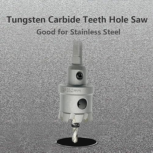 Miniatura 4 de Sierra perforadora de dientes de carburo de tungsteno (cortador de agujeros) LU&MN Heavy Duty para acero inoxidable, 1-38", 1.378 in