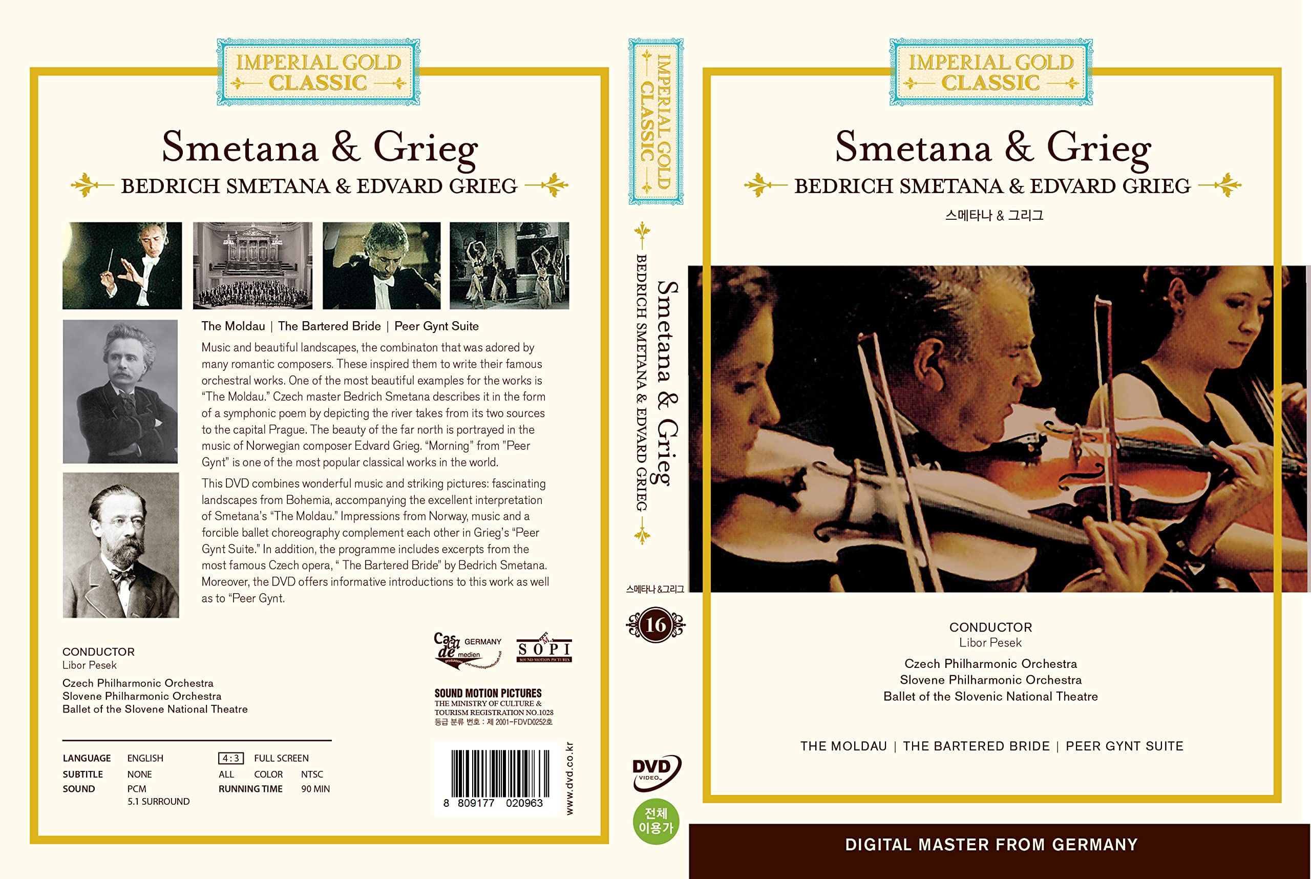 No. 16 Imperial Gold música clásica Bedrich Smetana & Edvard Grieg vinilo para coleccionistas