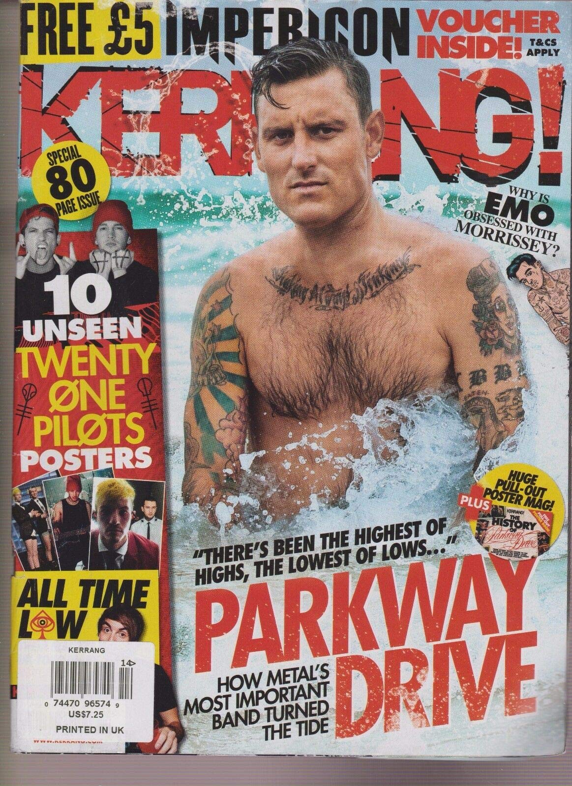 KERRANG MAGAZINE #1665 APRIL 2017, PARKWAY DRIVE TWENTY ONE PILOTS ALL TIME LOW