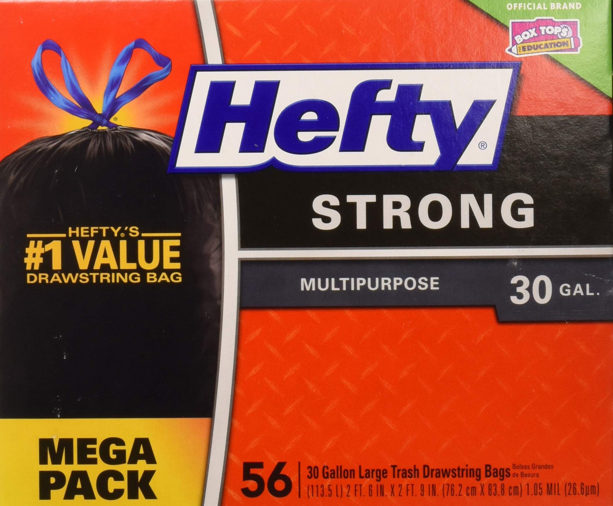 Hefty Hefty Strong Large 30 Gallon Trash Bags - Multipurpose - Drawstring - 56 Count Pack of 3, Black, 56 Count (Pack of 3)