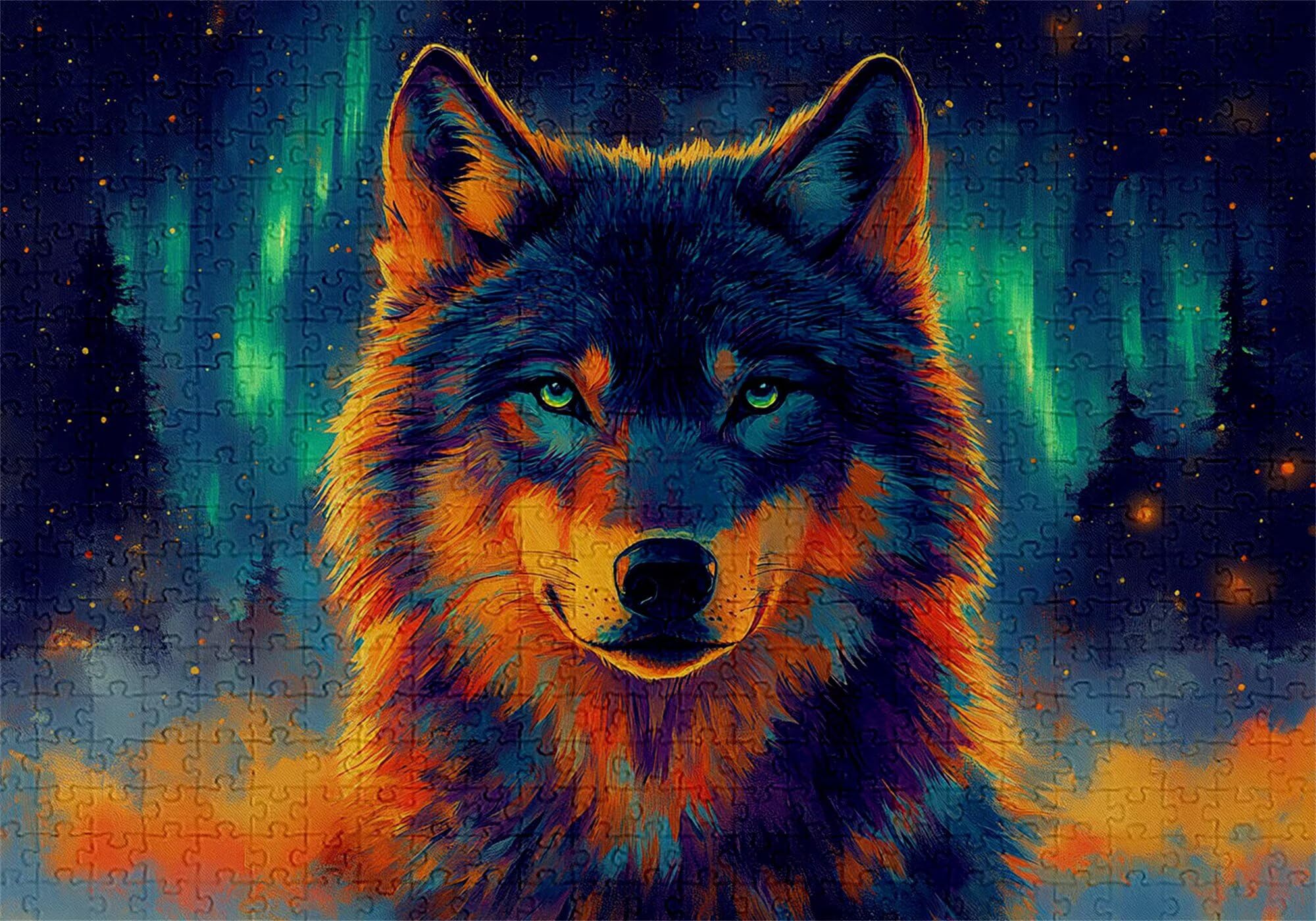 Puzzle 3000 elementów wilk puzzle dla dorosłych zorza 122 x 81 cm unikalne rzemiosło klasyczne 3D drewniana układanka do rodzinnych gier aktywnych, układanka do samodzielnego wykonania nawet do
