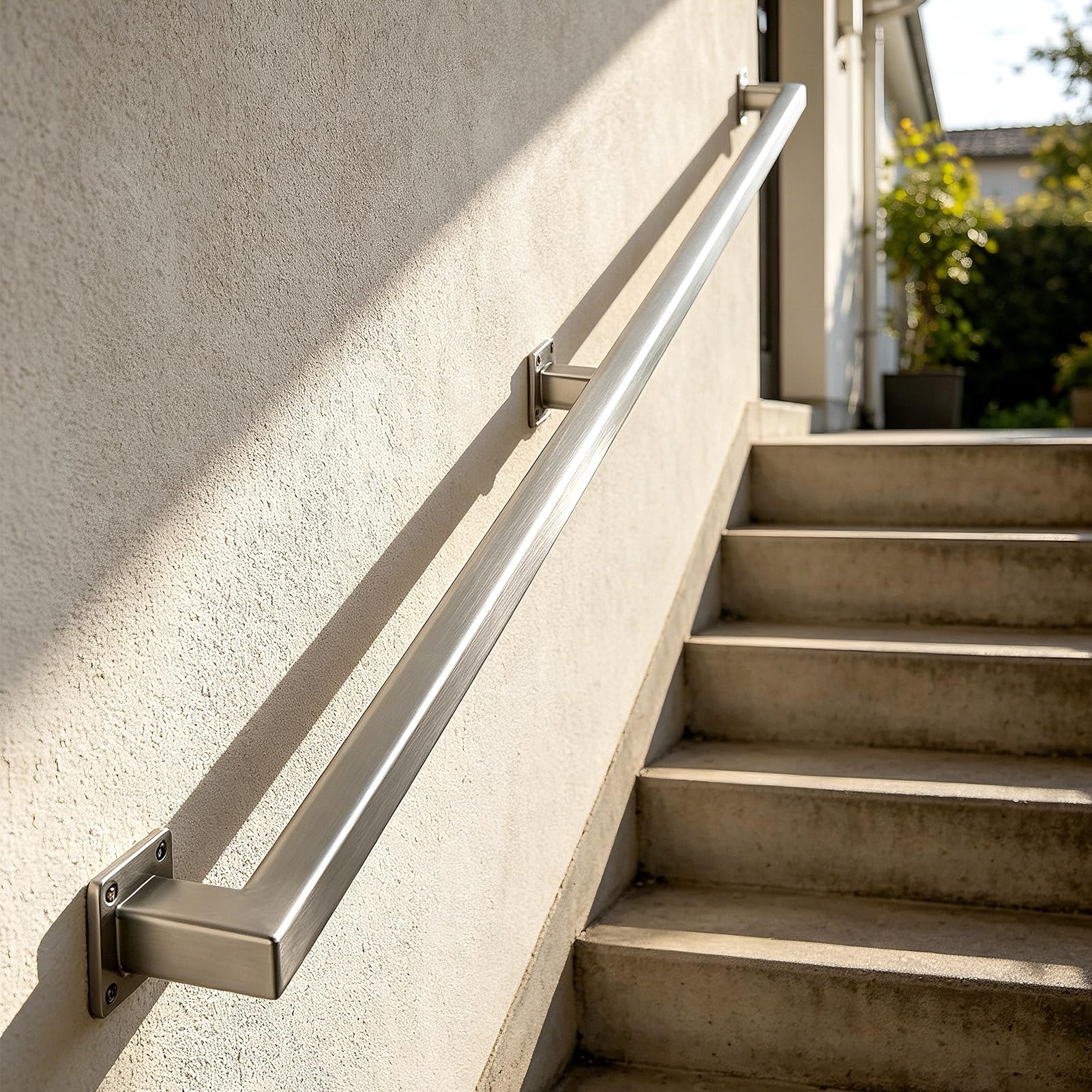 FKXSXAZ Stair Railing 1Ft-20Ft Metal Staircase Handrail for Outdoor Steps, Stainless Steel Modern Industrial Hand Rail Indoor Porch Stairs, Wall Mount Safety Grab Bar(17ft/5.1m)