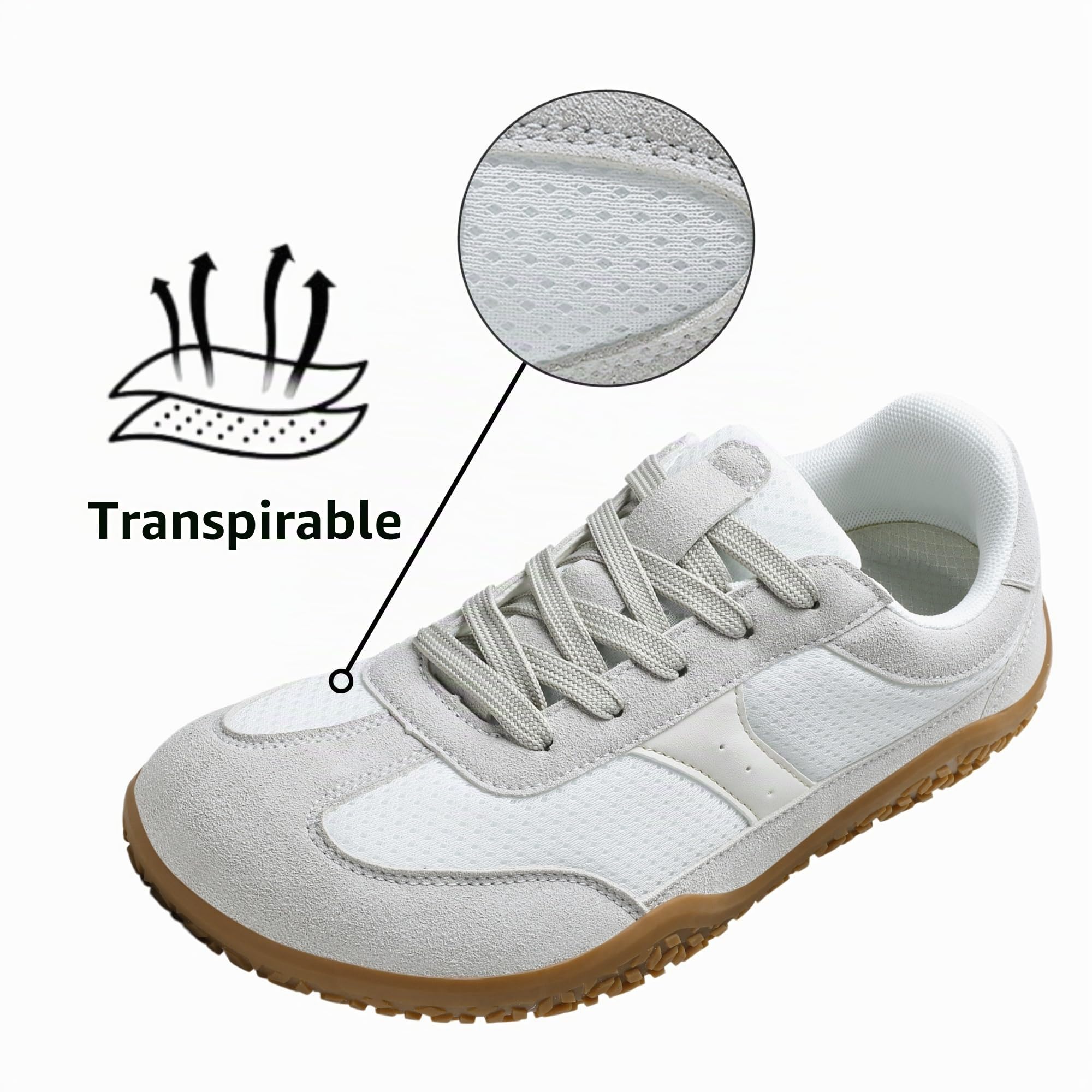 Meik Mangni Unisex Barefoot Zapatillas Minimalistas Hombre Mujer Ligera Zapatos Barefoot Anchos Transpirable y Antideslizante Zapatillas de Trail Running,Blanco Tallas:39 EU
