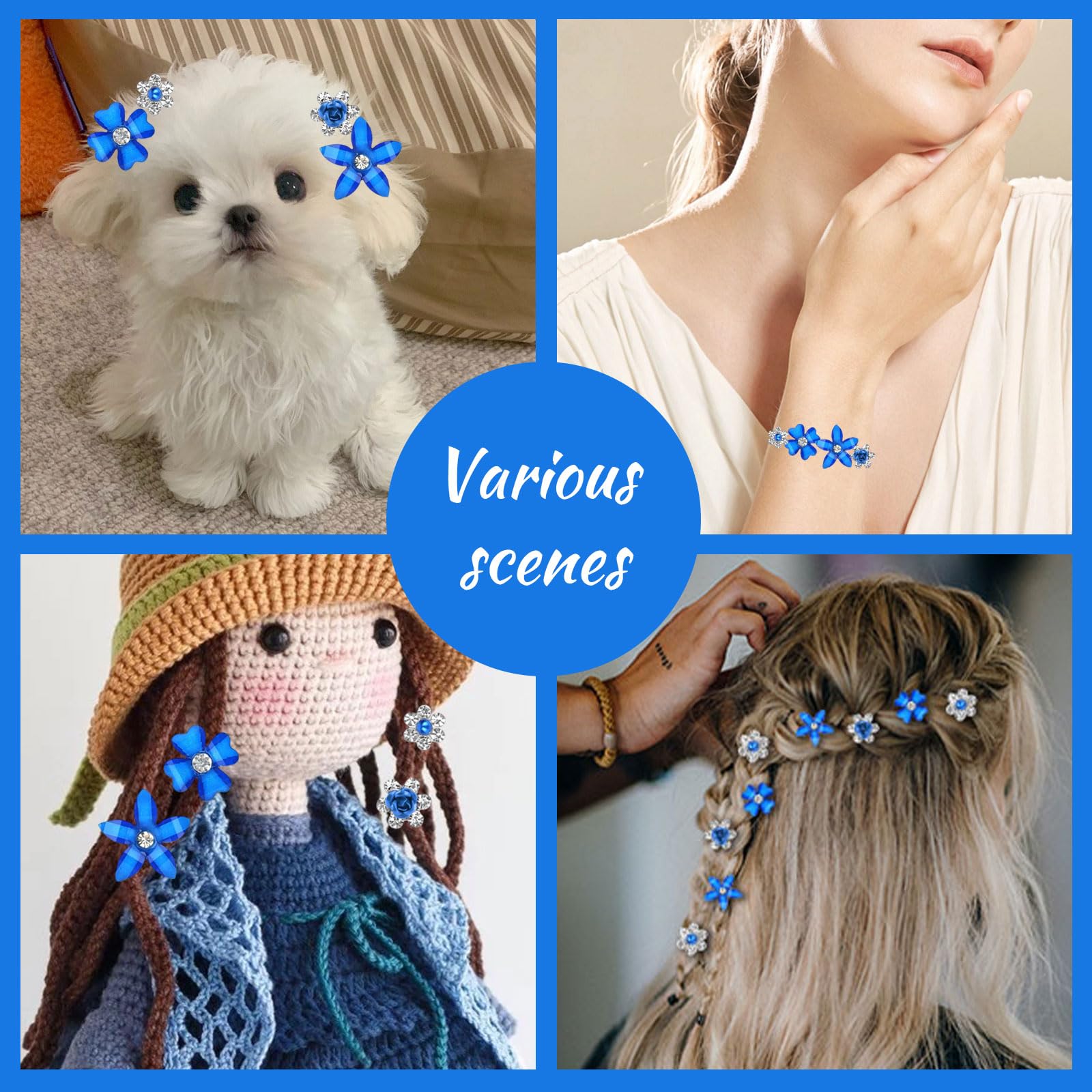 Mezrkuwr 20 fermagli per capelli a forma di fiore con piccoli fiori, in metallo, per donne, ragazze, matrimoni, decorazioni per capelli (4 motivi floreali)