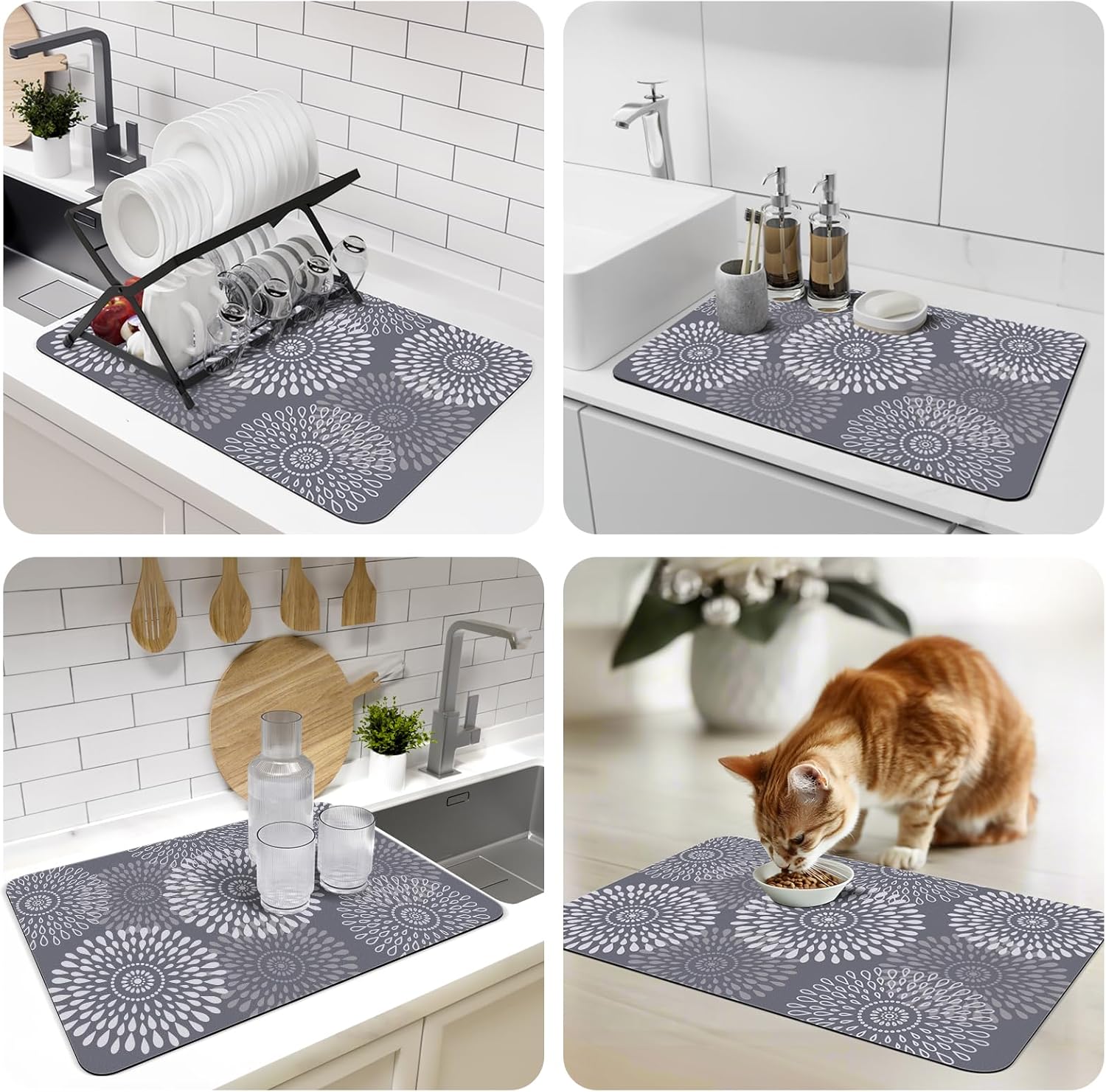Dish Drying Mat Super Absorbent Kitchen Counter Mat Rubber Baing