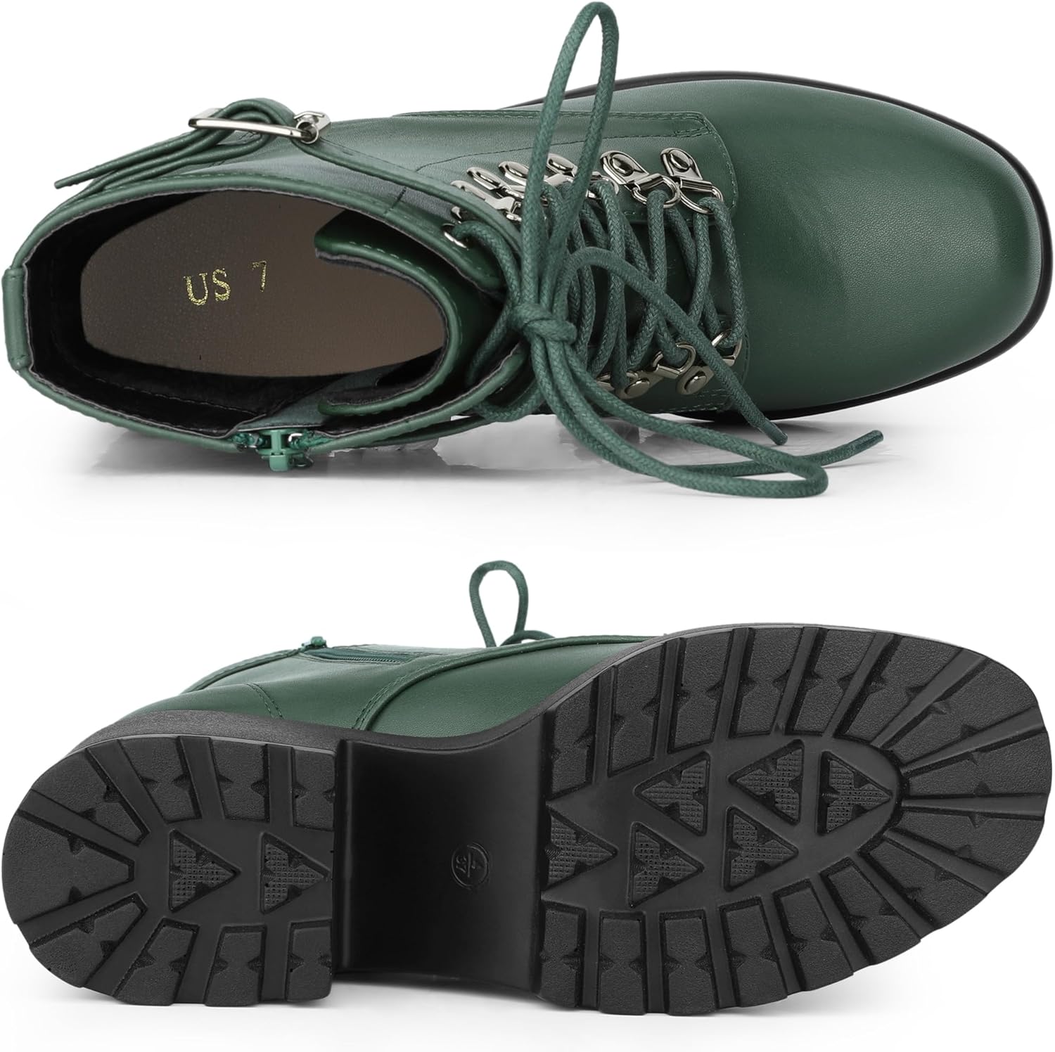 Allegra K Women's Zip Chunky Heel Platform Ankle Combat Boots - Image 5