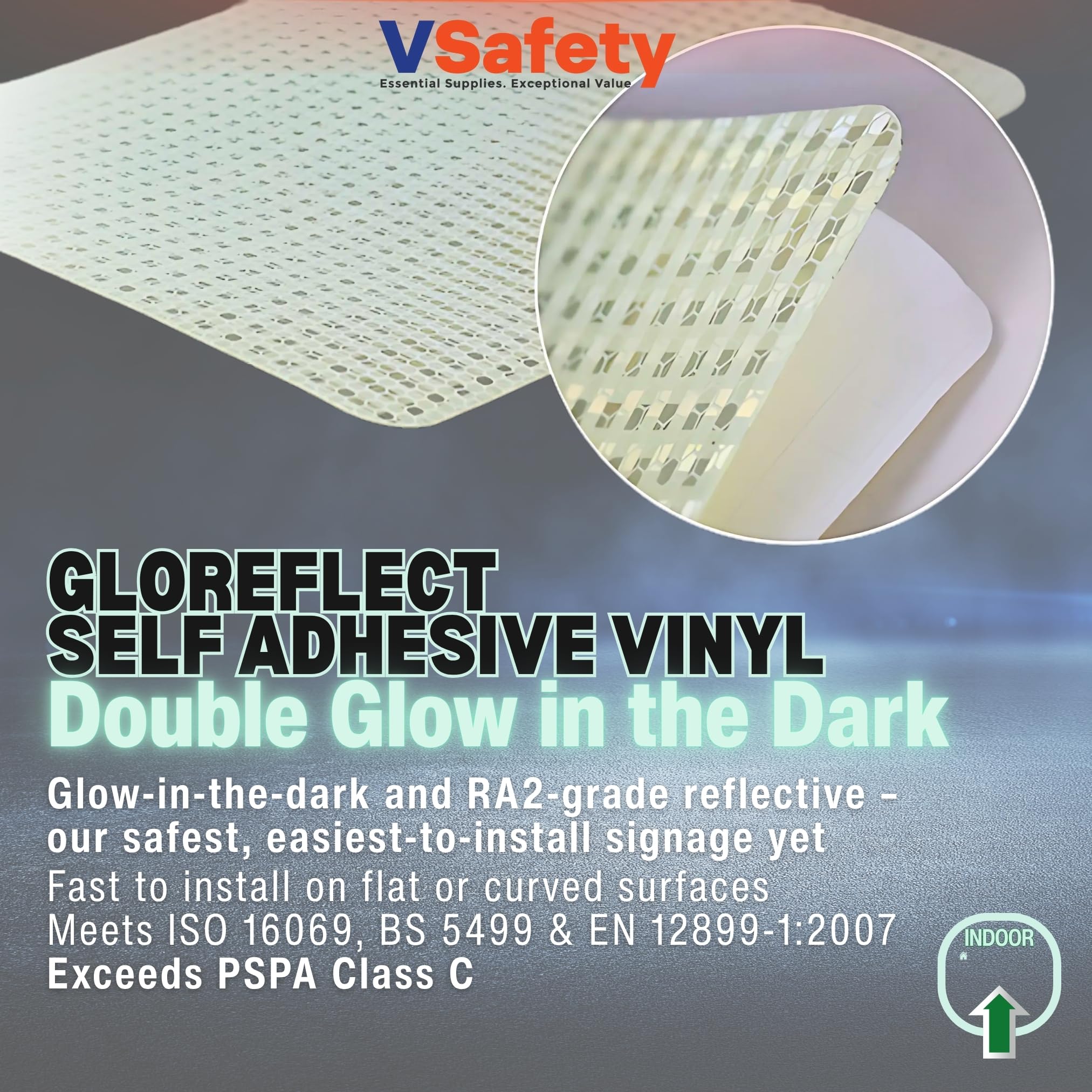 V Safety GloReflect - Señal de seguridad para vehículos eléctricos, 600 x 450 mm, vinilo autoadhesivo, GloReflect