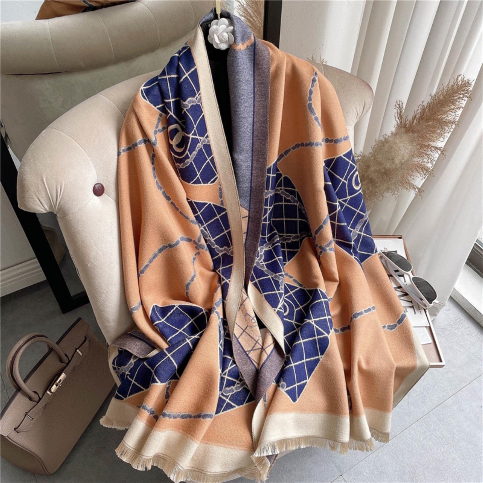 URYYRIT Foulard Écharpe Cachemire Chaude Dames Imprimer Un Châle De Couverture Hivernale Épaisse Et Envelopper Pashmina 180 * 65 Cm Femmes-Wyt150-1