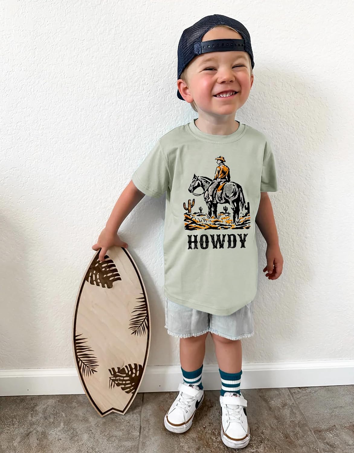 Toddler Baby Boys Western T-Shirt Rodeo Howdy Graphic Shirt Kids Cowboy Outfits Summer Country Crewneck Tee Top - Image 5