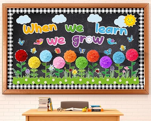 Juego de tableros de anuncios de flores 3D, decoraciones para aula, recortes de flores coloridas con pompones de papel, cortes de papel para fiesta Juego de tableros de anuncios de flores 3D, decoraciones para aula, recortes de flores coloridas con pompones de papel, cortes de papel para fiesta