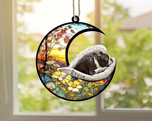 Miniatura 184 de Chow Chow Dog Memorial Suncatcher, adorno de Navidad Chow Chow con nombre, atrapador de pérdida de mascotas, regalos para los amantes de los perros