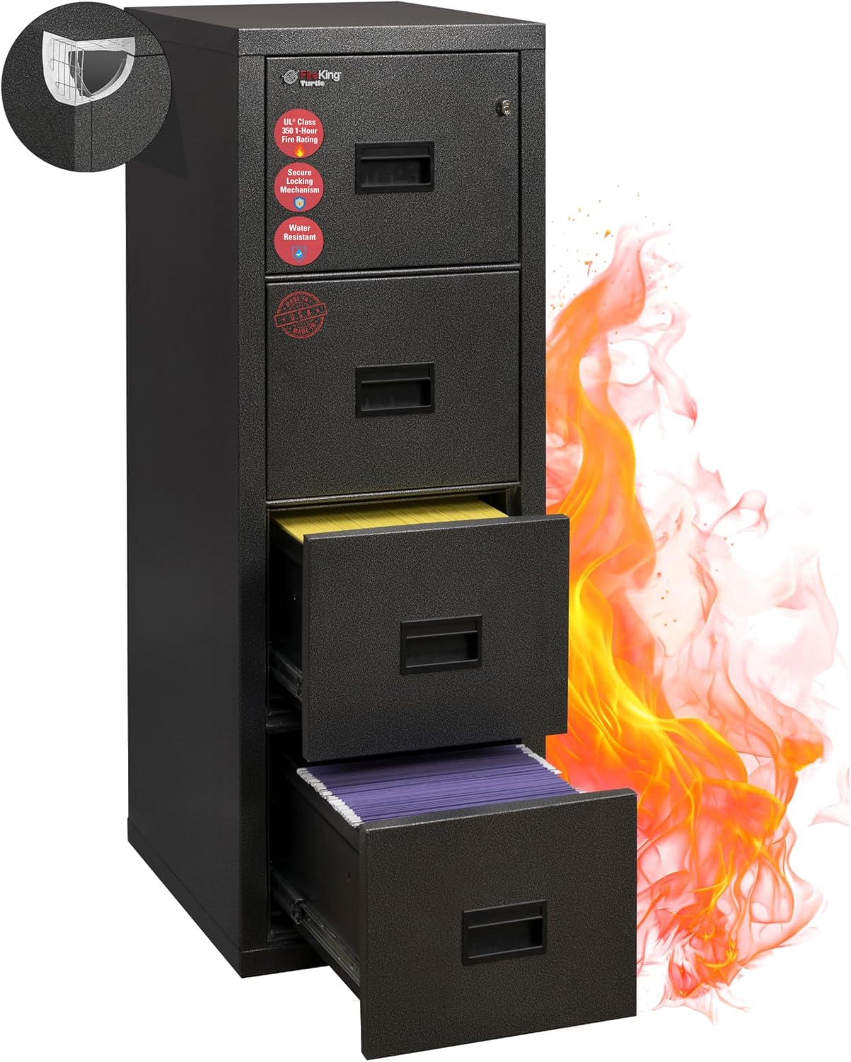 Sentinel 2-Drawer Fireproof Filing Cabinet with Key Lock