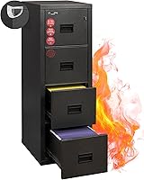 FireKing Turtle 4-Drawer Vertical Fireproof File Cabinet - 1-Hour UL Fire/Impact Rated, Water Resistant, Key Lock, Legal/Letter, Black, USA Made