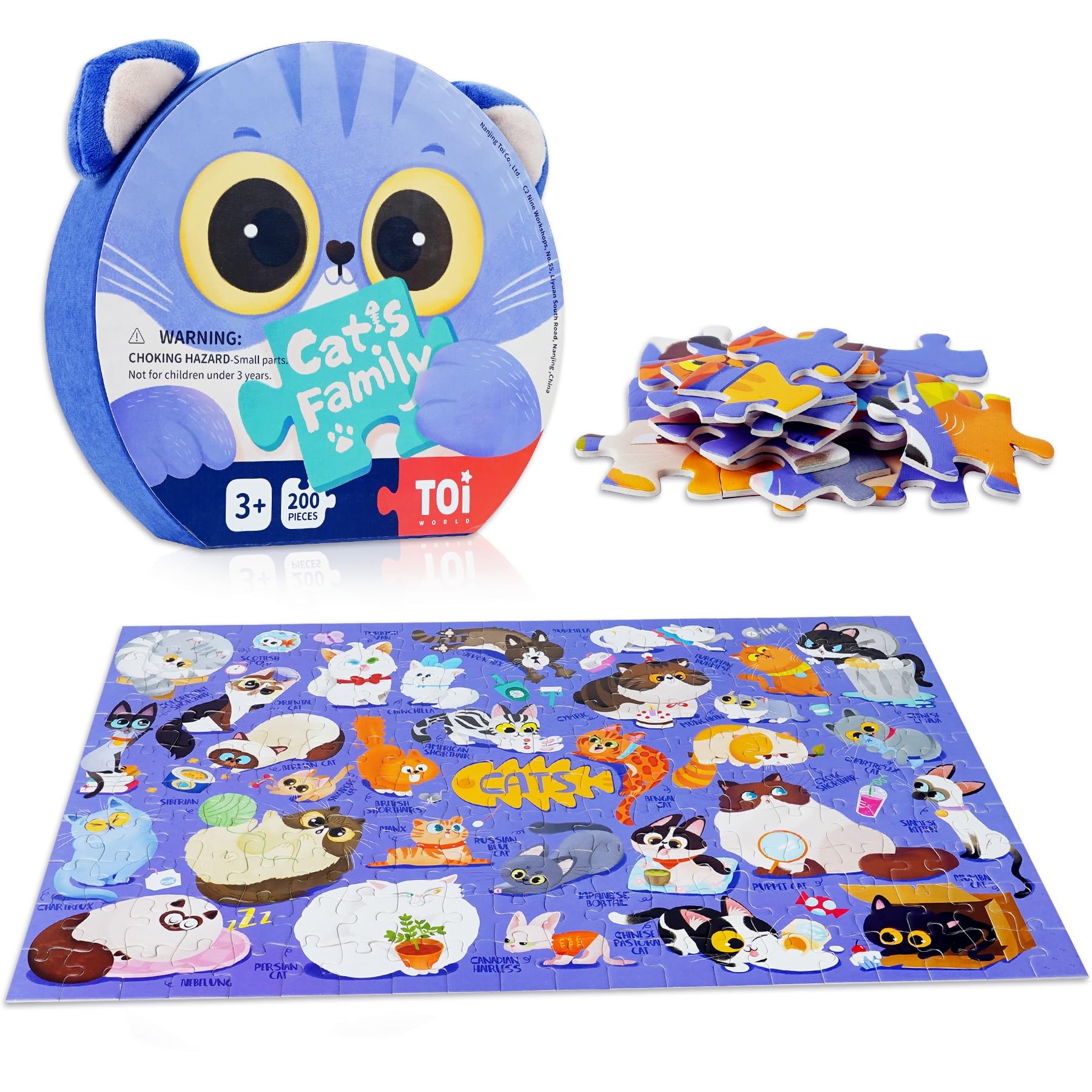 Amazon.com: TOI Cats Puzzle for Kids Ages 3-5, 200 Pieces Jigsaw