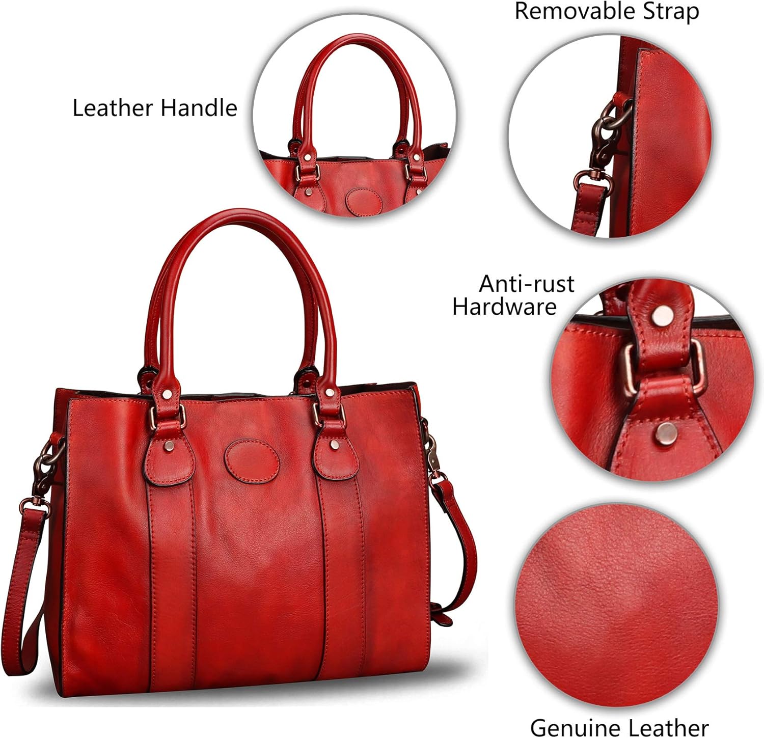 Genuine Leather Satchel Purses Handbags for Women Top Handle Shoulder Bags Lady Crossbody Tote Bag - Image 6