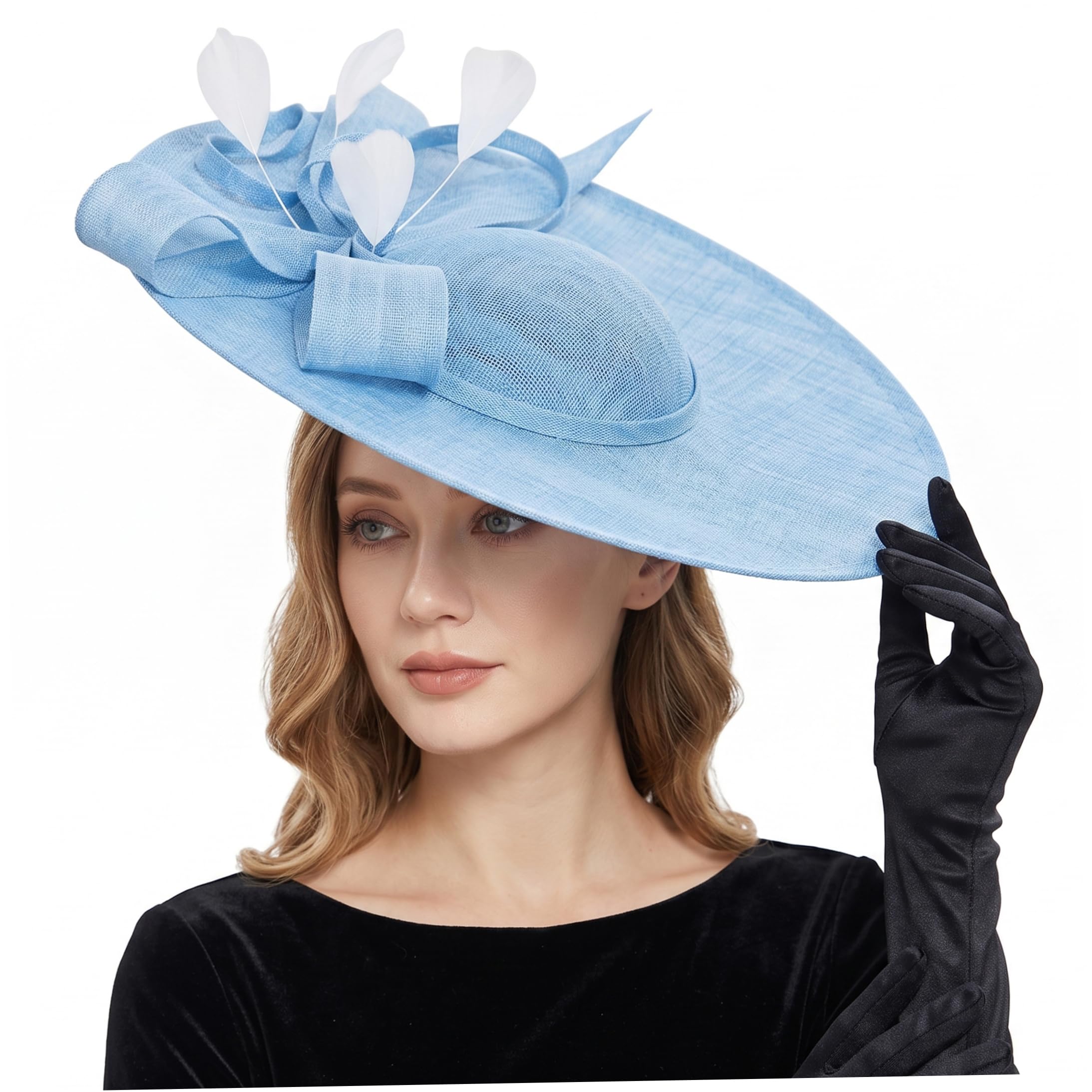 Fascinator da donna, cappelli fascinators con fiocco per donna Tea Party Sky Blue