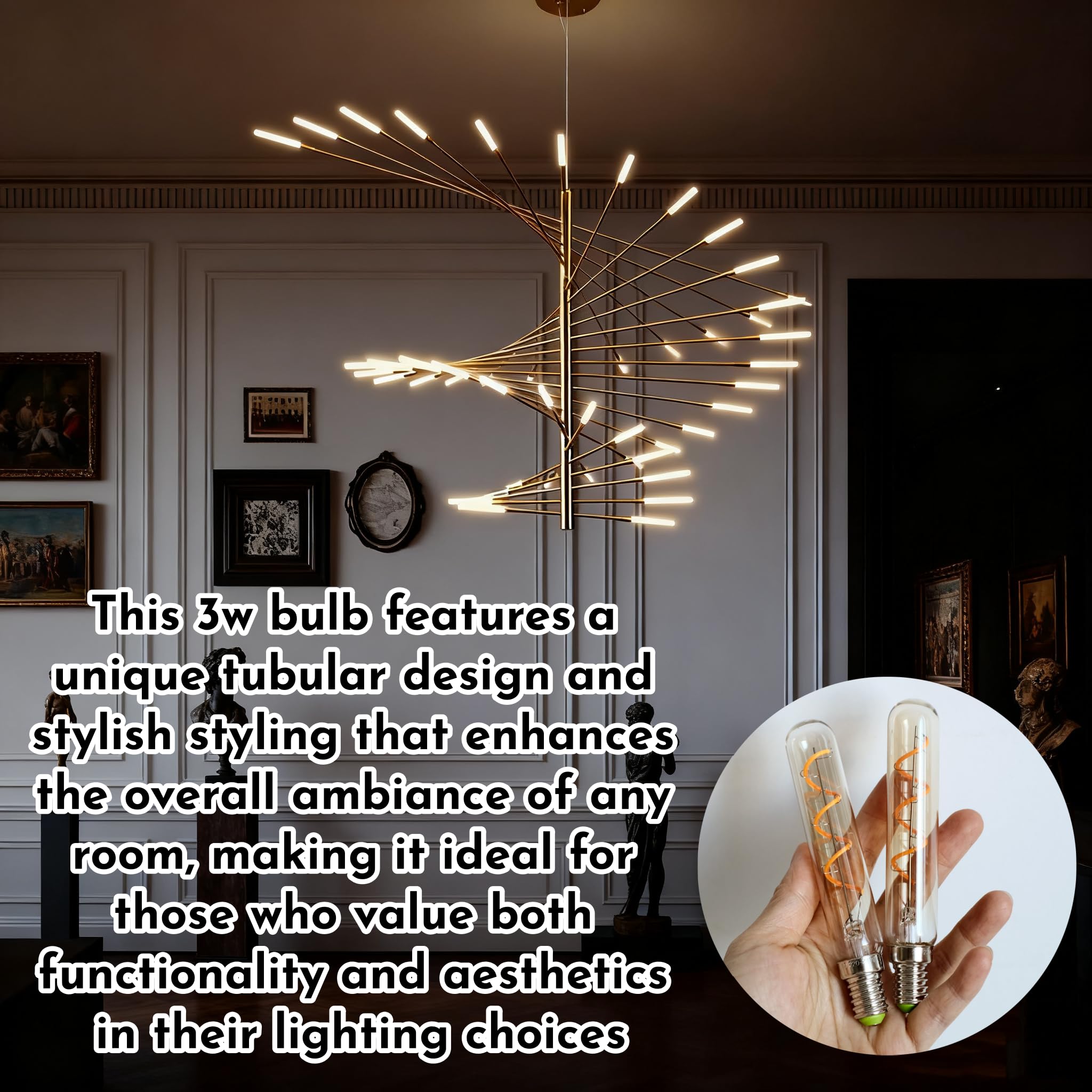 OUKENS Lot De 2 Ampoules LED E14, Ampoule Tubulaire Dorée 3 W Pour