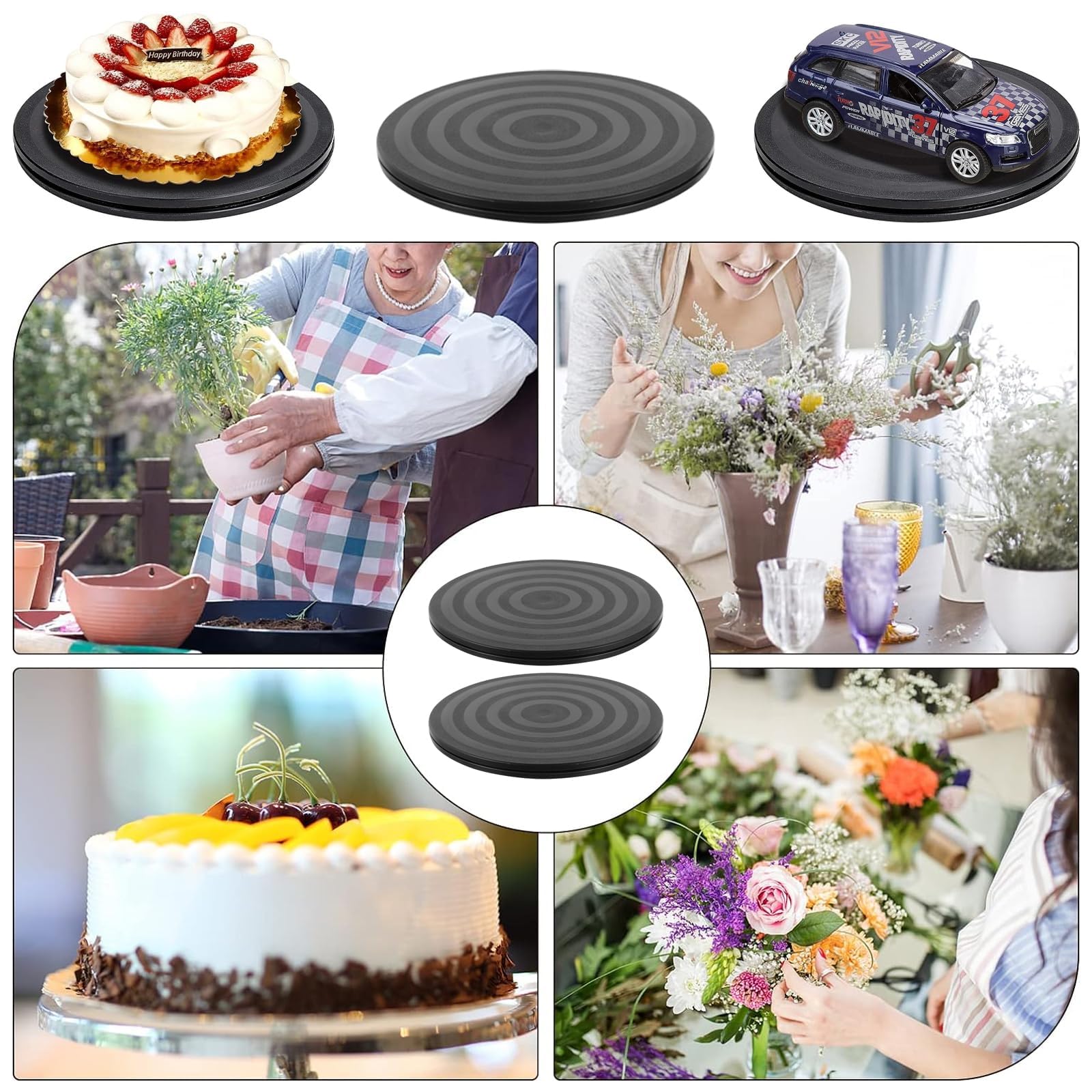 2 PCS Plateau Tournant Universel de 20 cm, Capacité de Charge du Plateau tournant TV 20KG, Rotatif à 360°, pour Les Plantes en Pot, Les Haut-Parleurs, Les Ordinateurs Portables, Les Moniteurs, Les T